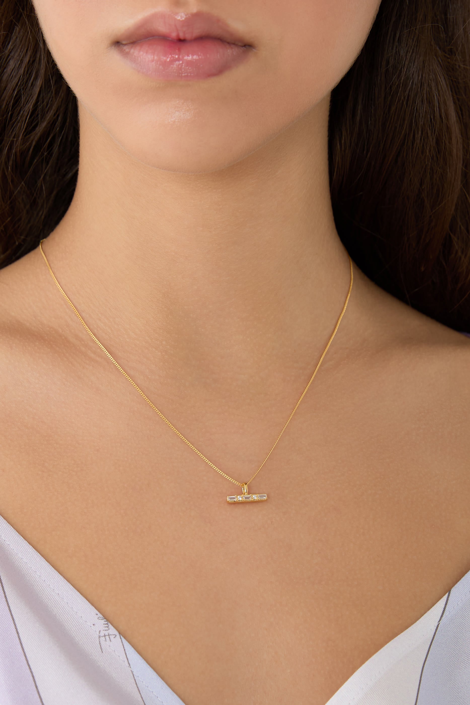 Lucy Williams T-Bar Stone Pendant Necklace, 18ct Recycled Gold Vermeil on Recycled Sterling Silver