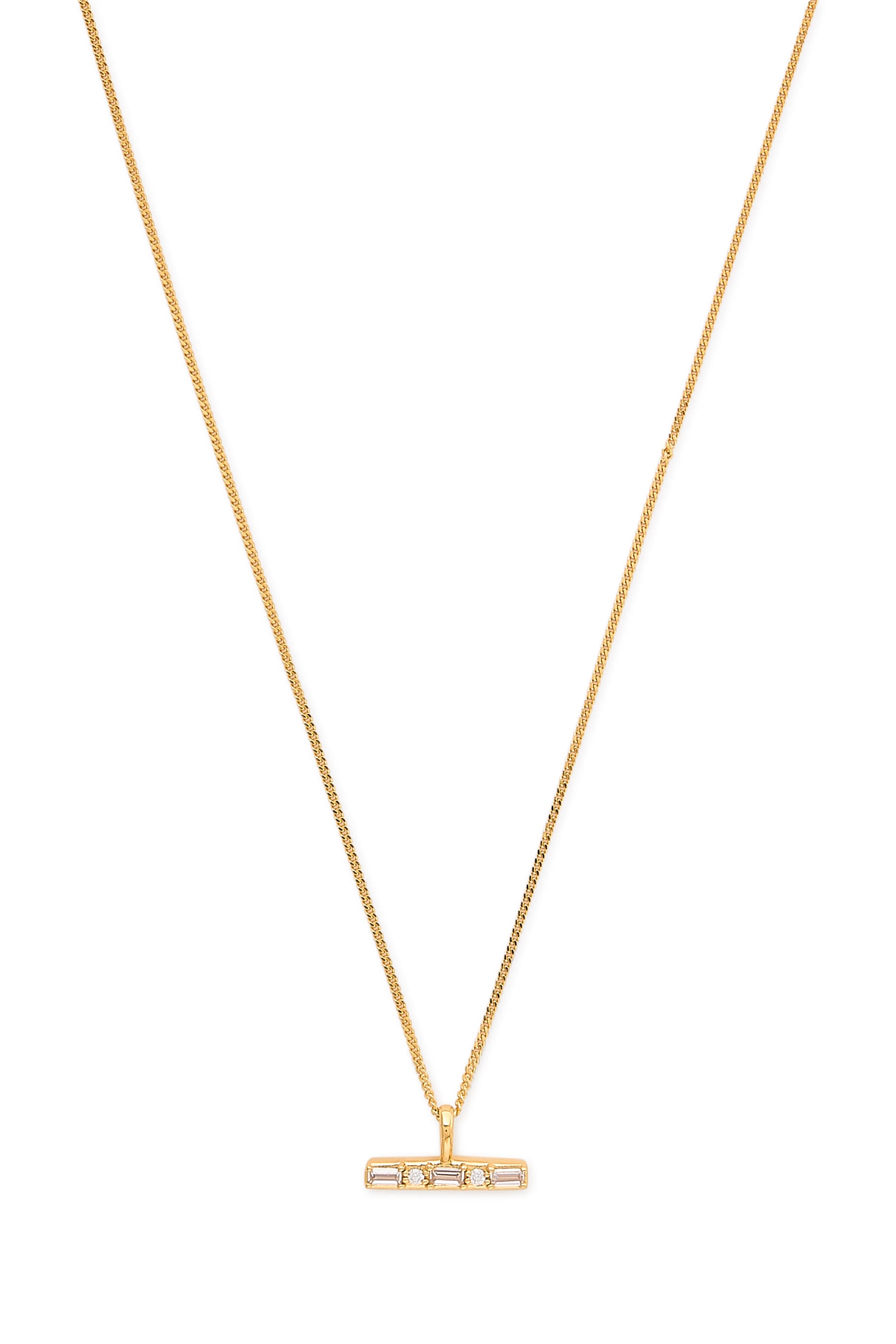 Lucy Williams T-Bar Stone Pendant Necklace, 18ct Recycled Gold Vermeil on Recycled Sterling Silver