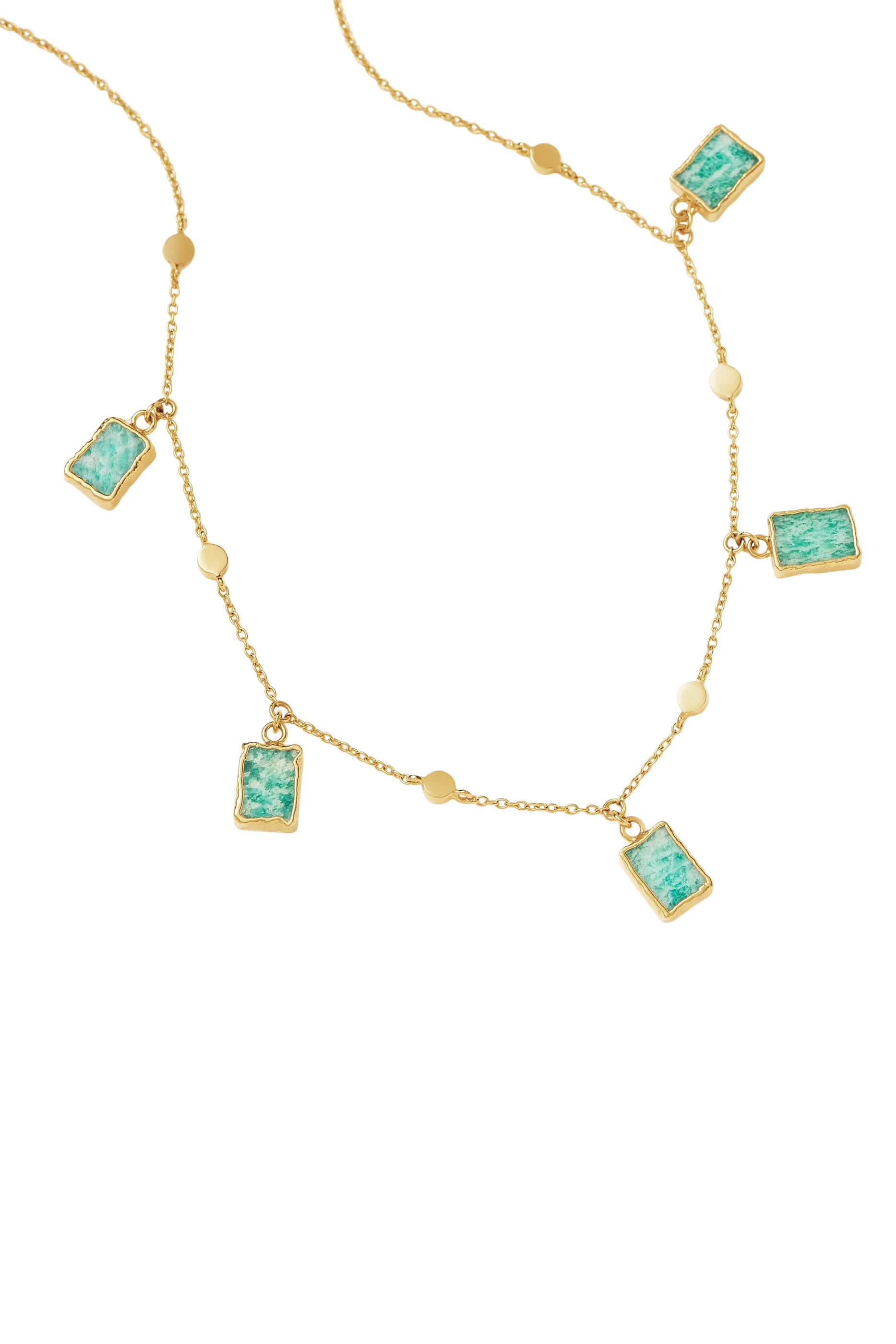 Lena Charm Choker, 18k Gold Plated on Brass & Amazonite