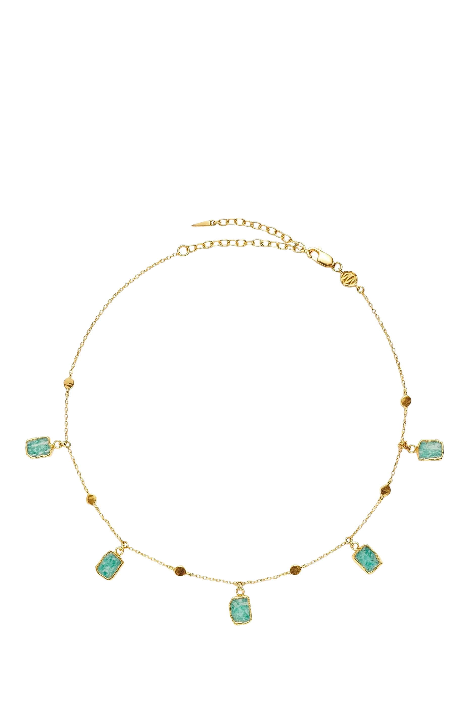 Lena Charm Choker, 18k Gold Plated on Brass & Amazonite