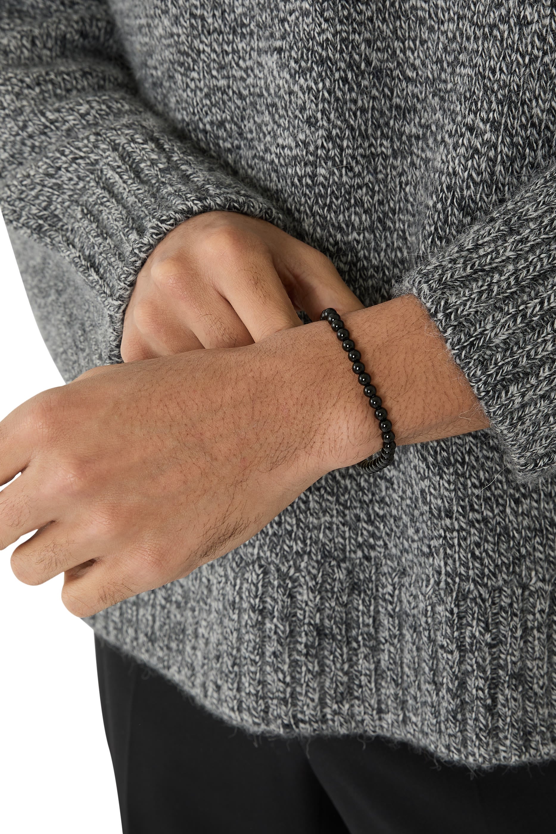  Hematite-Bead Cuff with Logo Closure