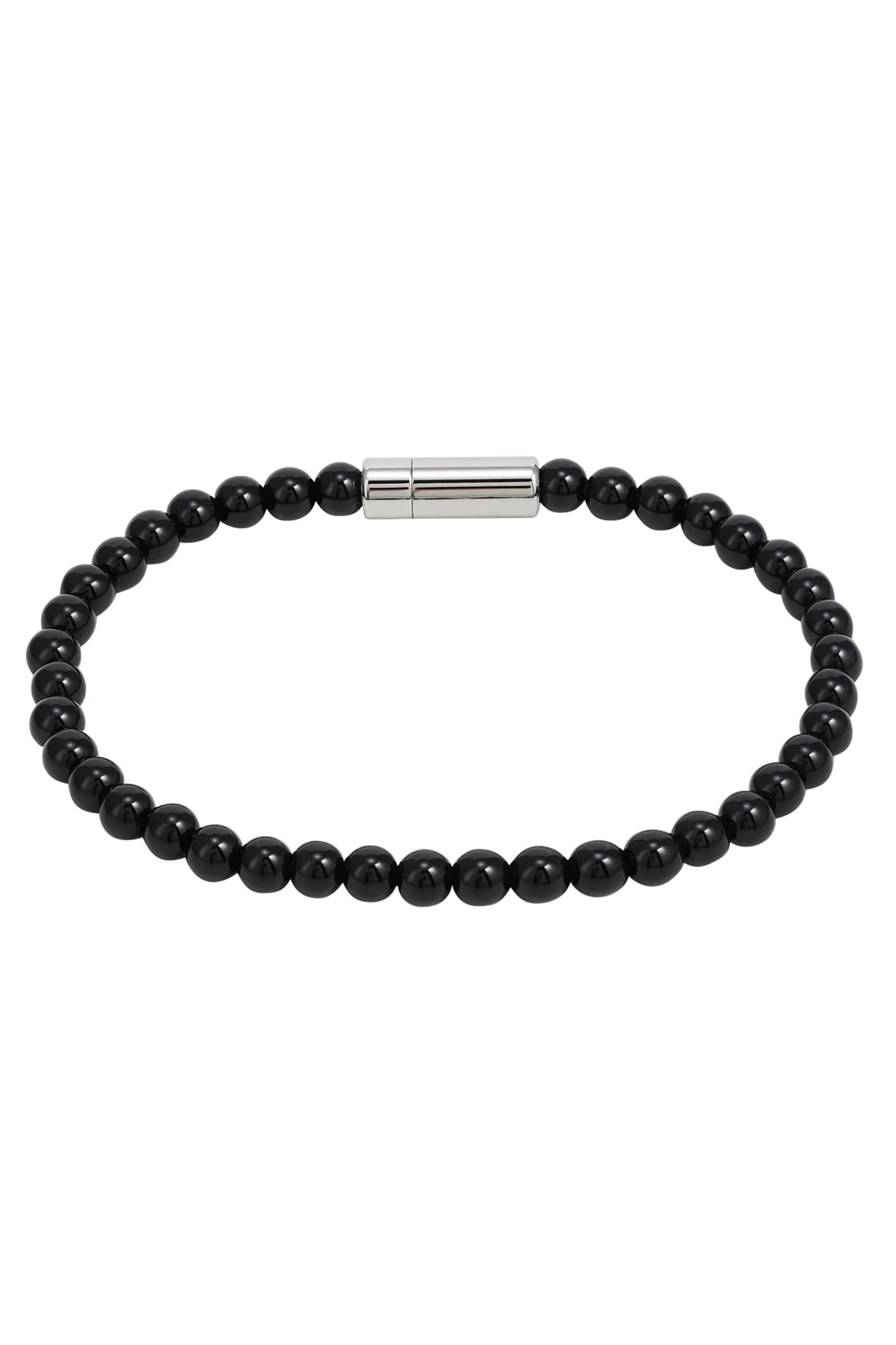  Hematite-Bead Cuff with Logo Closure