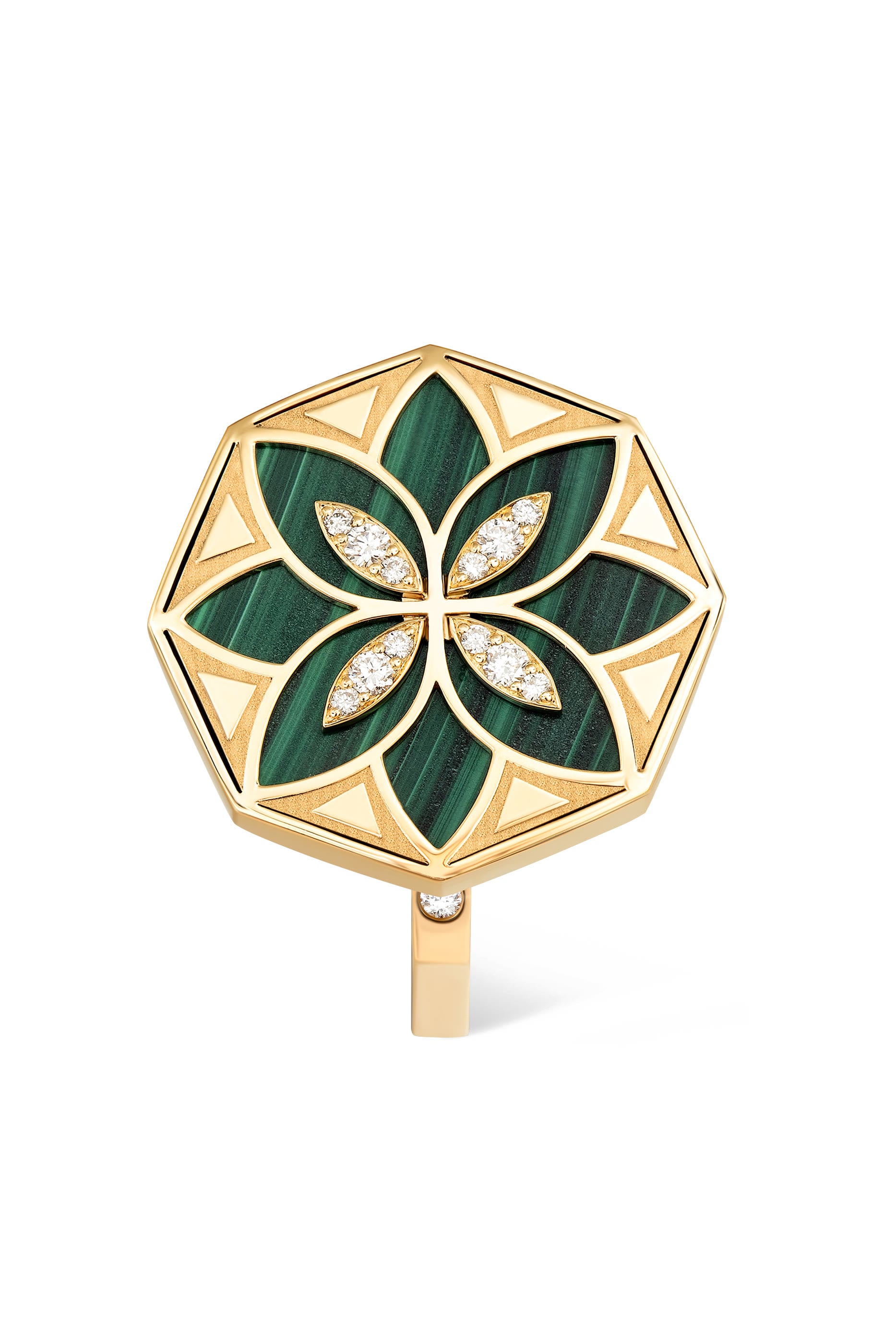 Ward Turath Large Flower Ring, 18K Yellow Gold & Diamonds