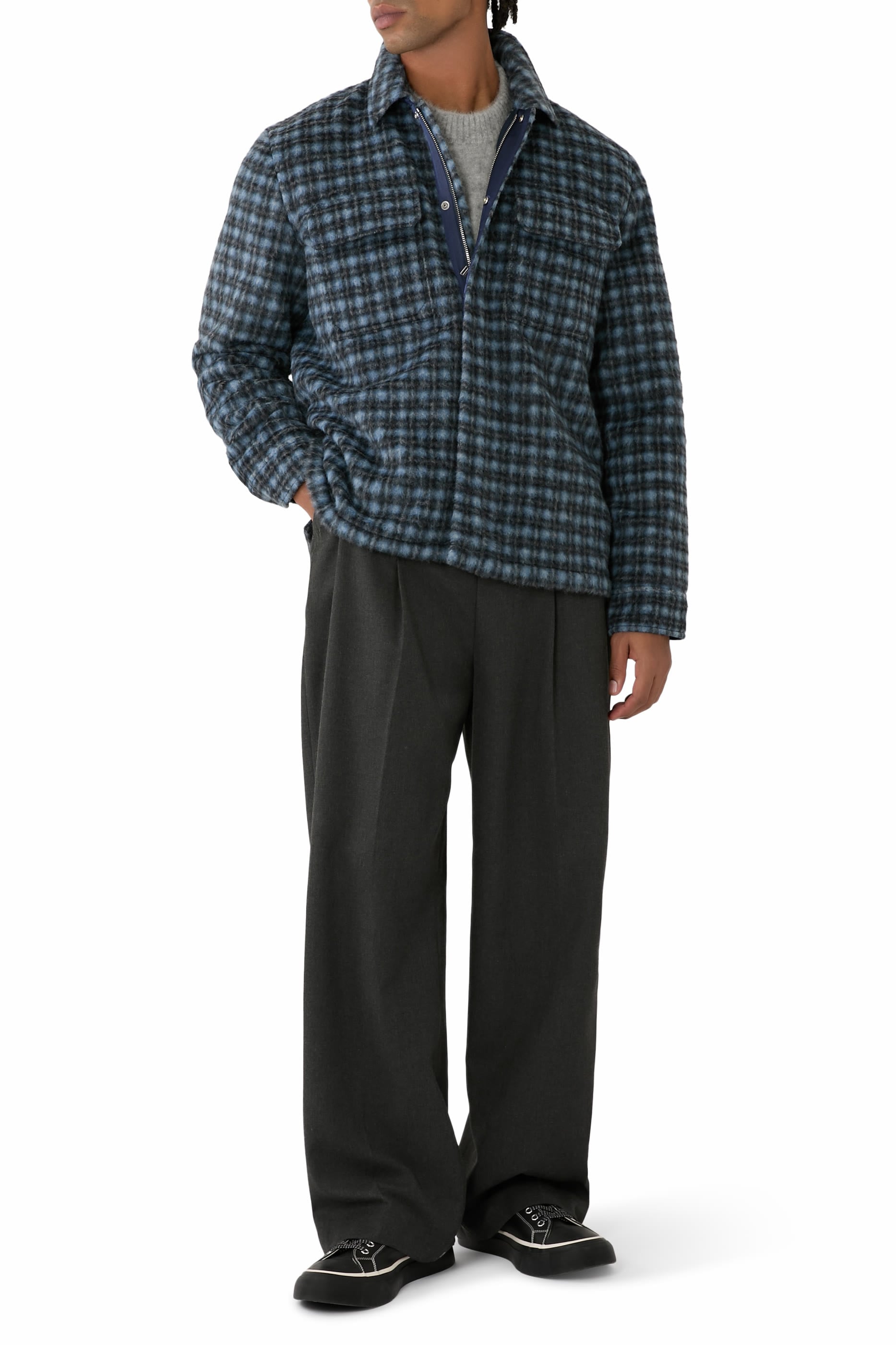 Caleb Brushed Plaid Shirt Jacket 