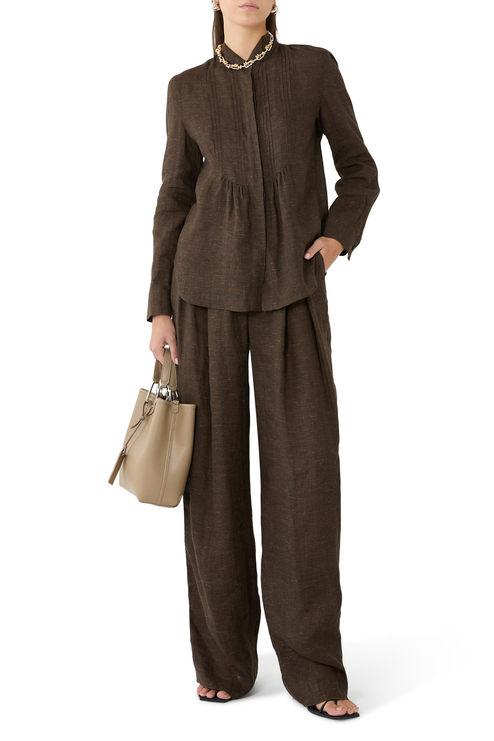 Icon Linen Chambray Shirt with Plastron
