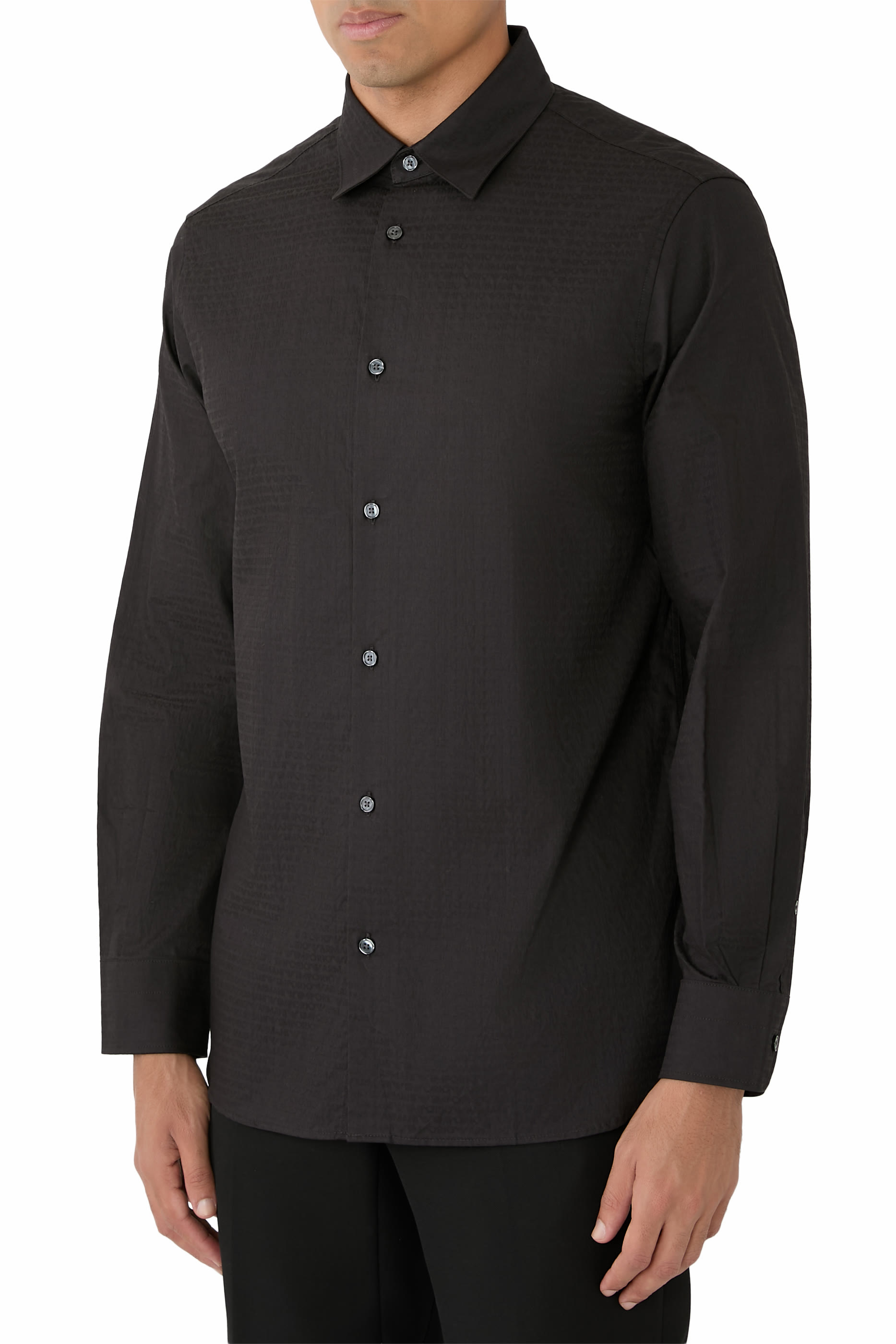 Micro EA Text Logo Long Sleeves Shirt