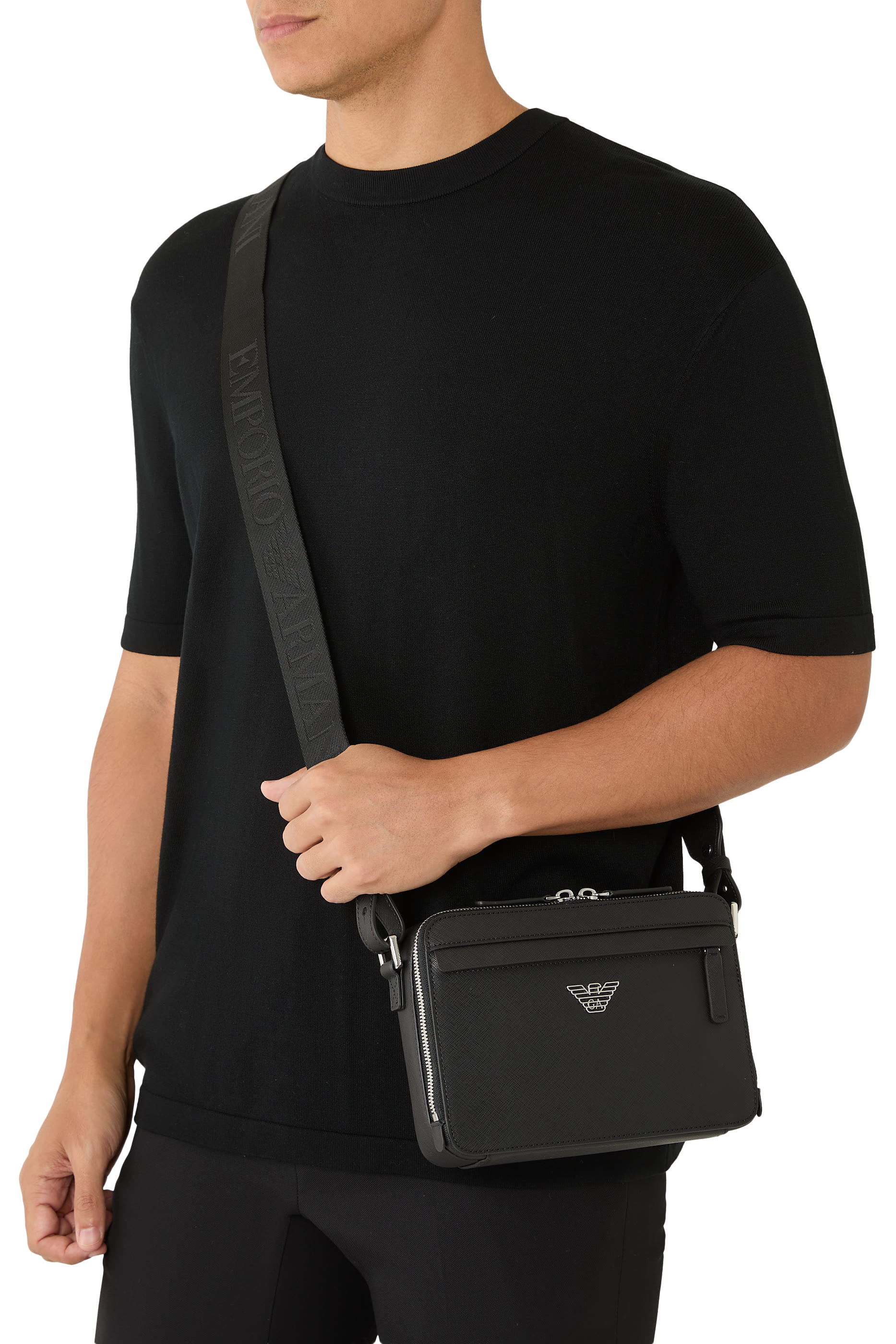 ASV Regenerated Saffiano Leather Mini Camera Bag with Eagle Plate