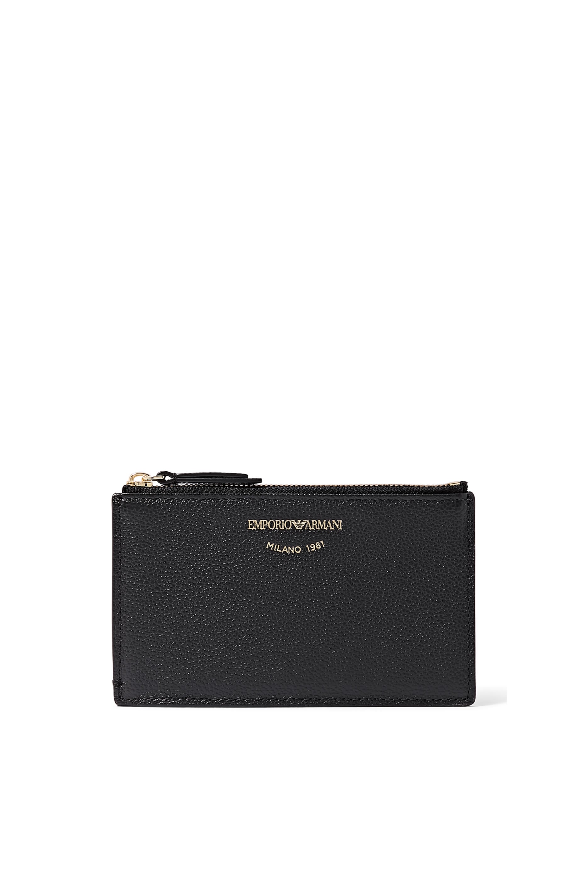 Zipped Tumbled-Leather Card Holder
