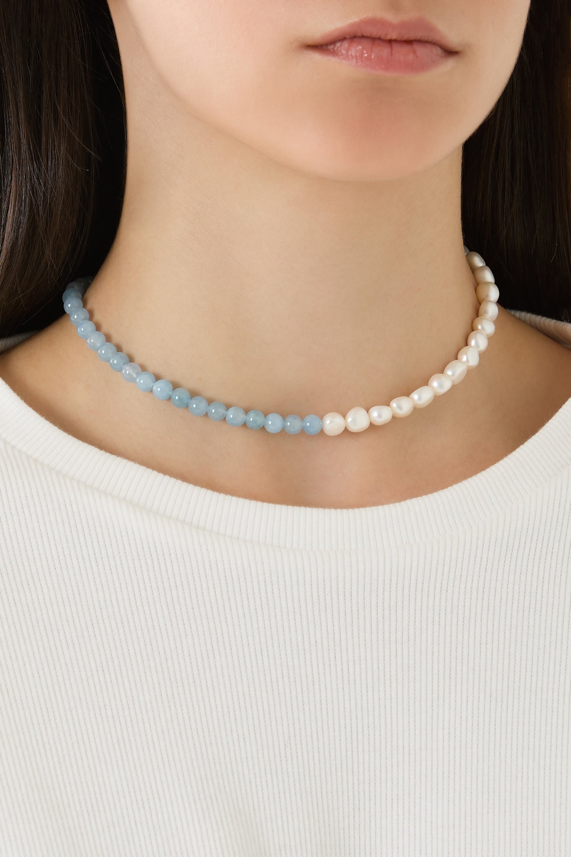 Sophie Necklace, Pearls & Blue Quartz