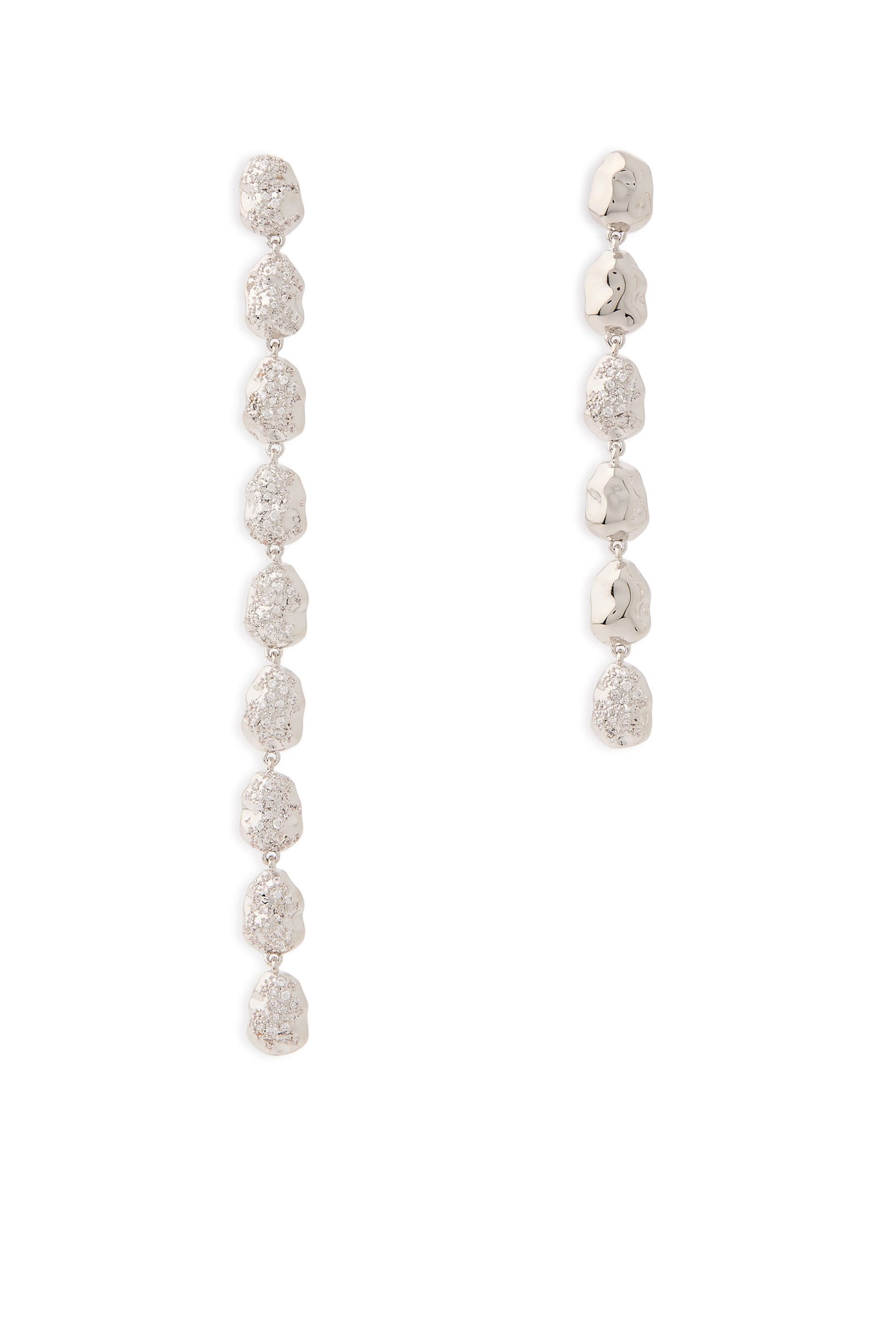 Eva Long Earrings, Sterling Silver & Crystals
