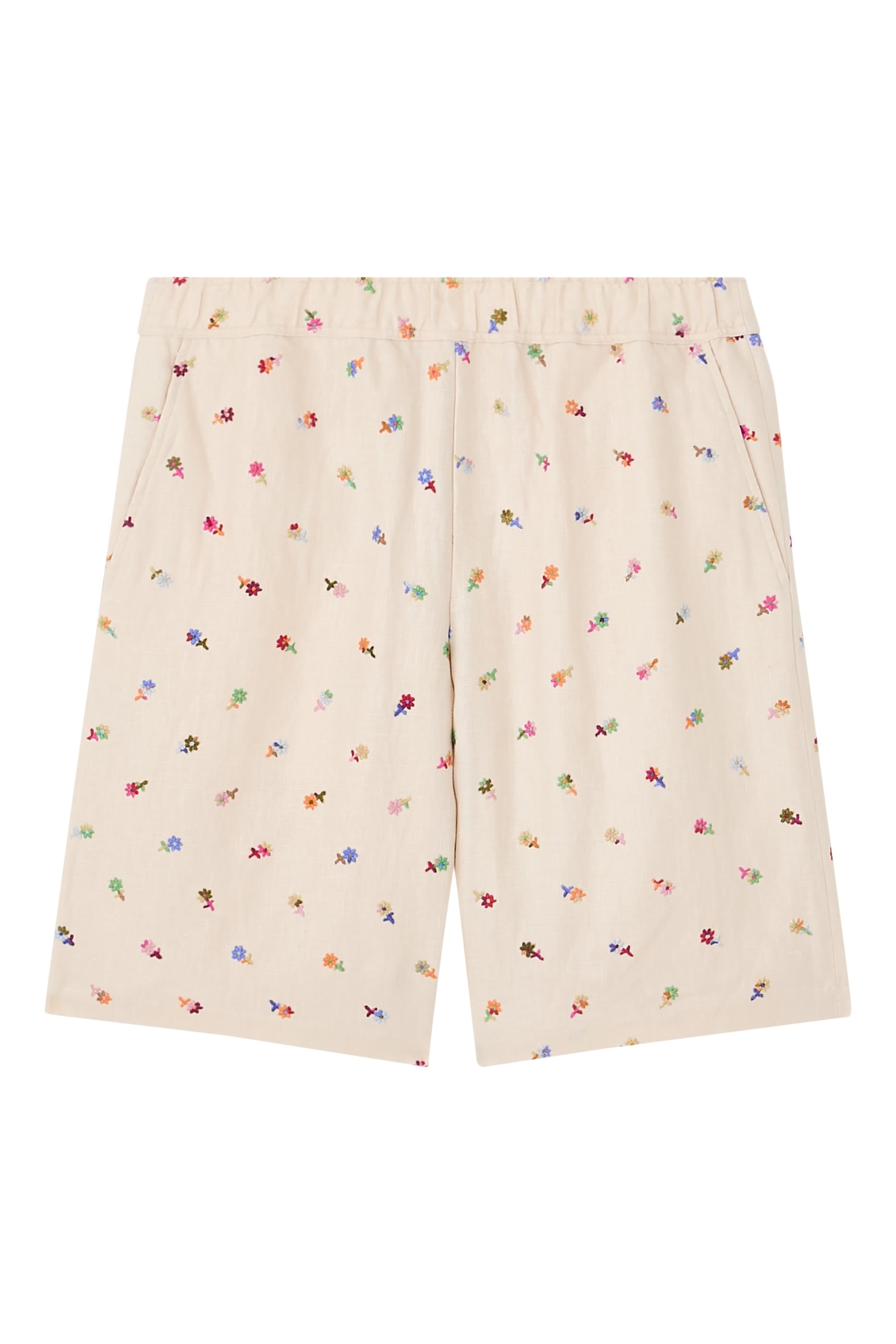 Floral Embroidered Easy Shorts