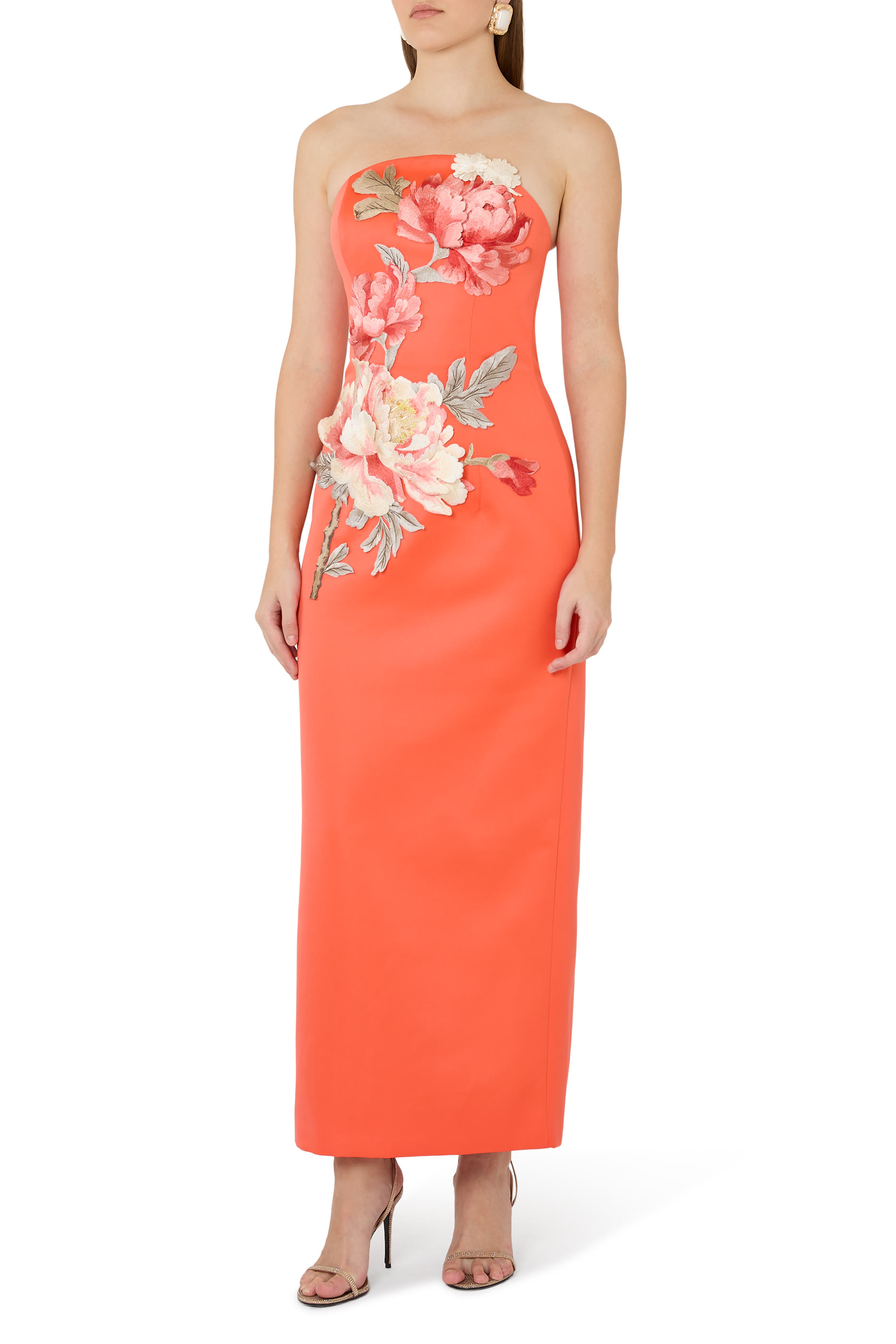 Ava Appliqué Floral Bustier Maxi Dress