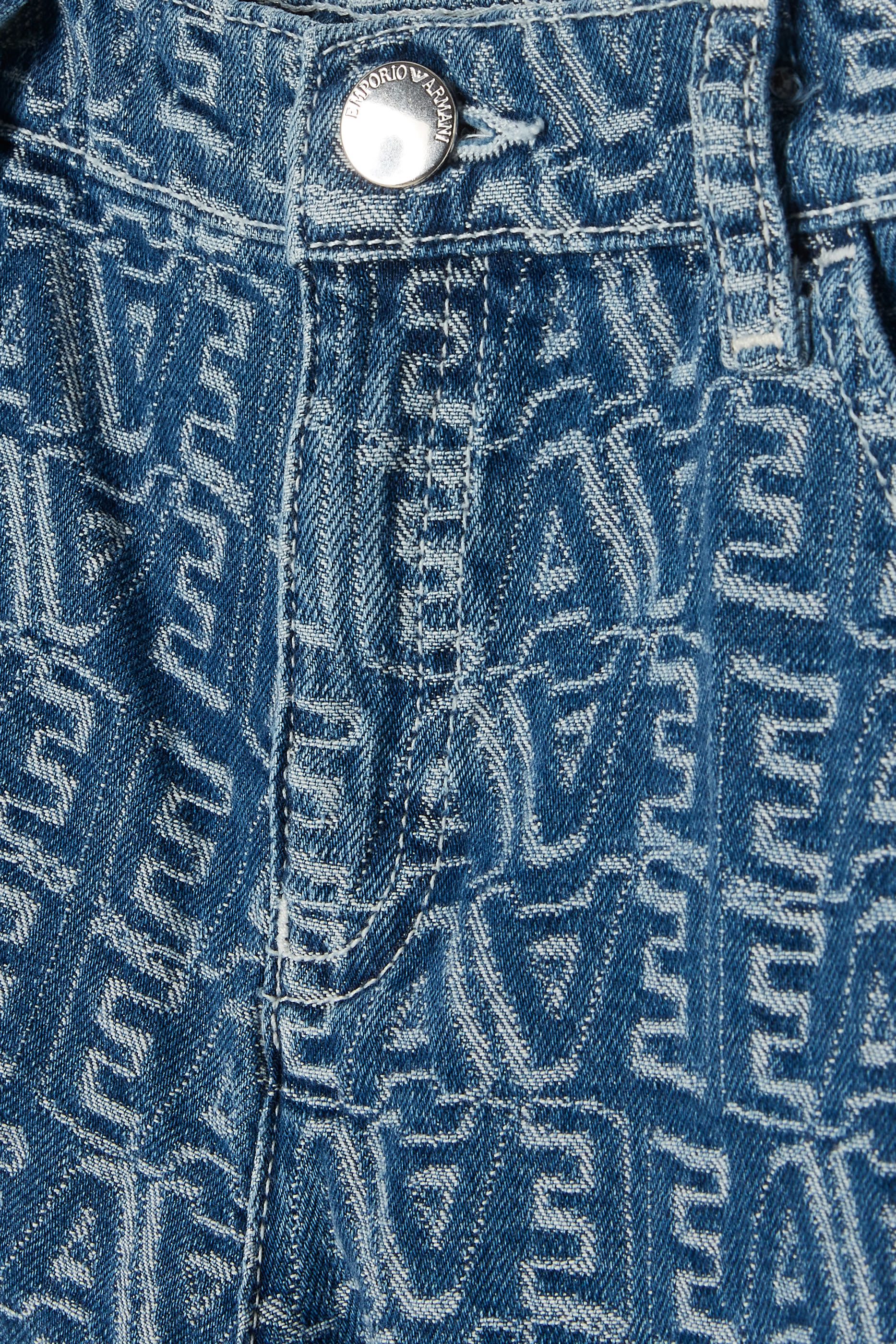 Kids All-Over Logo Lettering Denim Jacquard Shorts