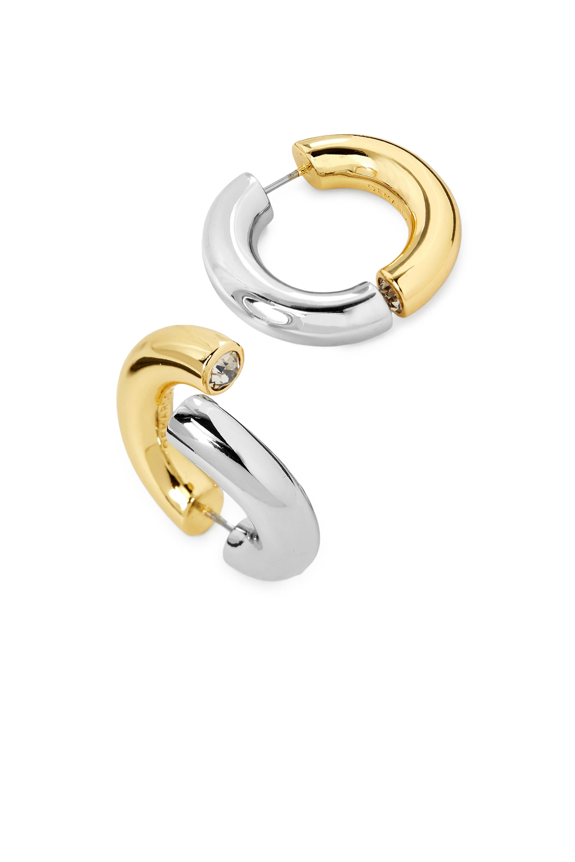 Monroe Two-Tone Earrings, 12K Gold Plated Brass & Crystal