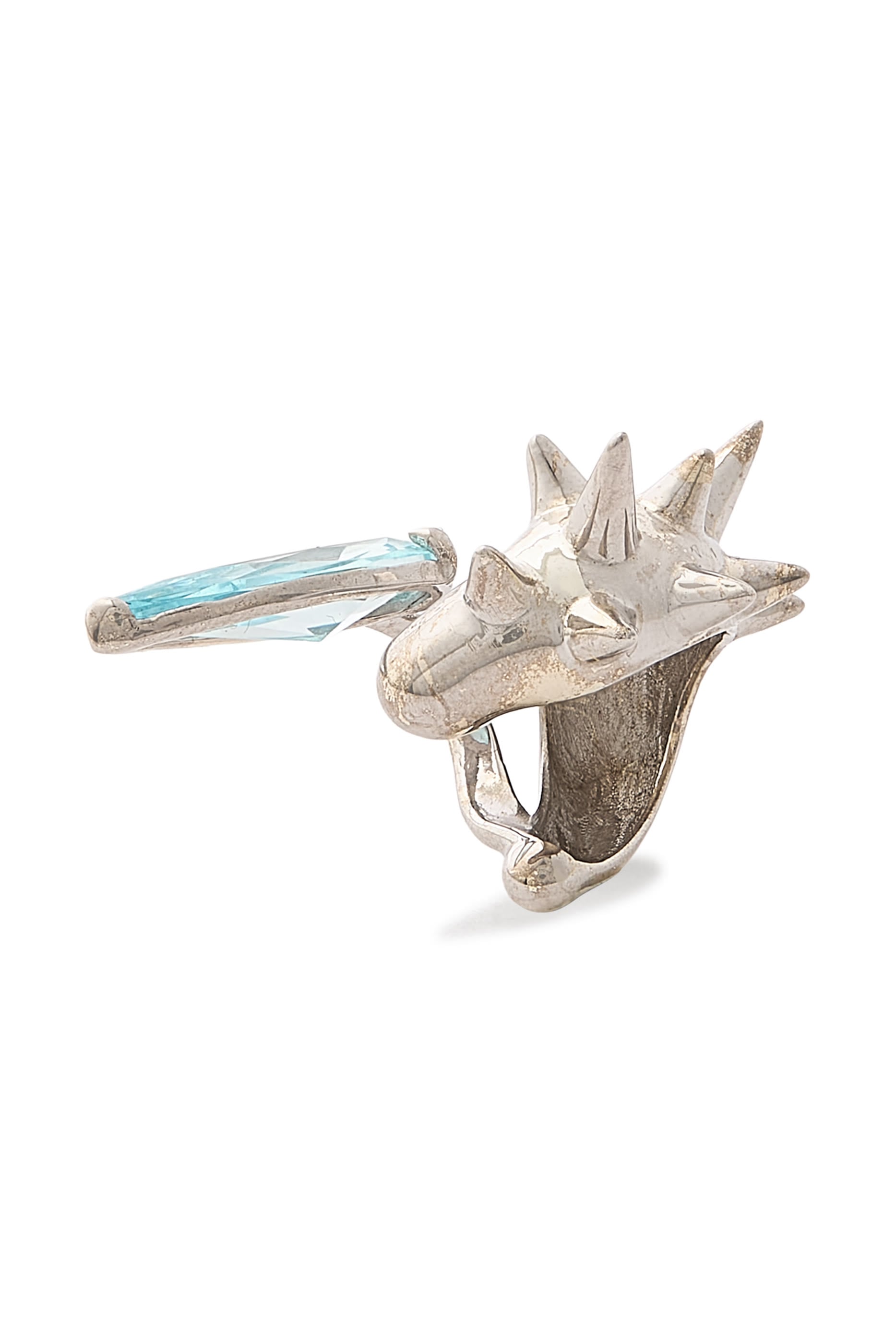 Mini Spike Alien Single Ear Cuff, 925 Sterling Silver & Crystal