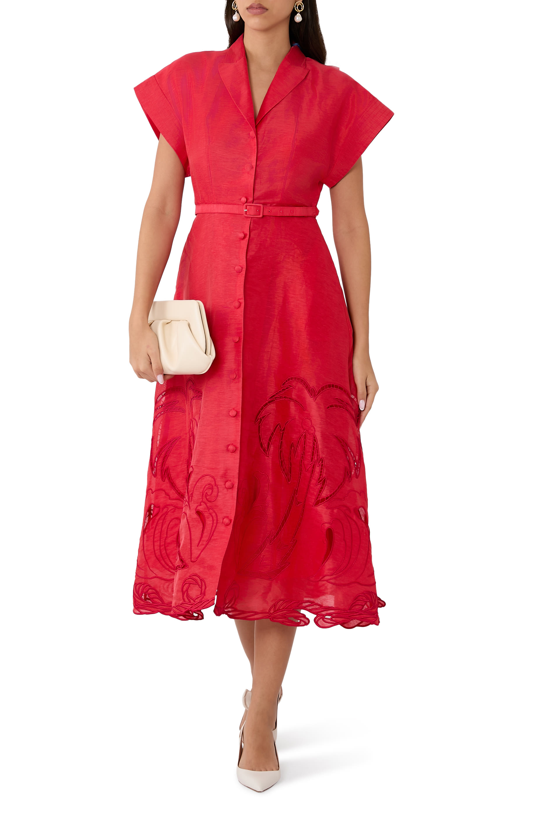 Aubrey Palm Shirt Midi Dress