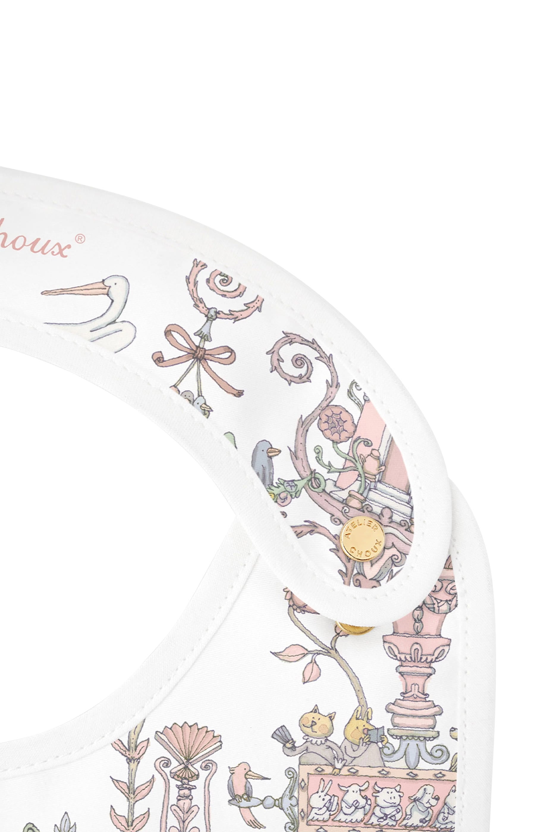 Kids Satin Bib - Toile de Jouy Pink – Atelier Choux & Caitlin Wilson