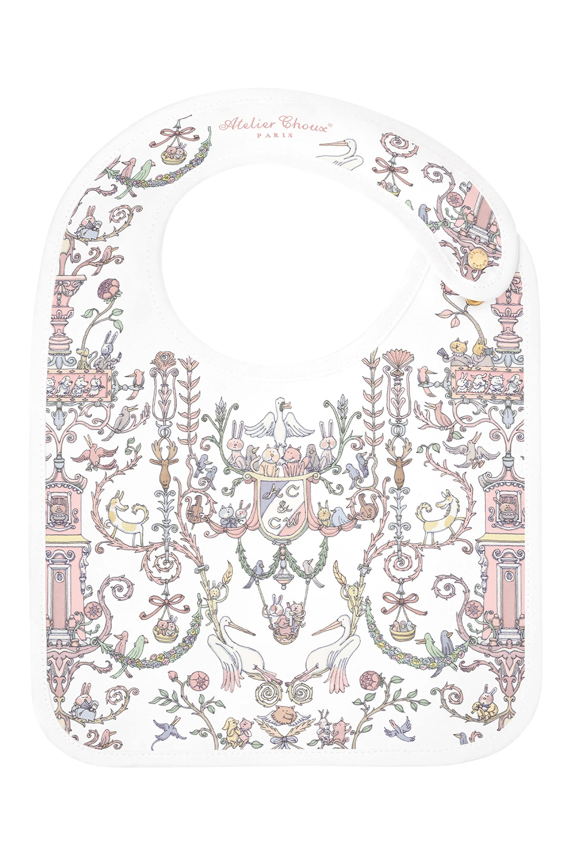 Kids Satin Bib - Toile de Jouy Pink – Atelier Choux & Caitlin Wilson