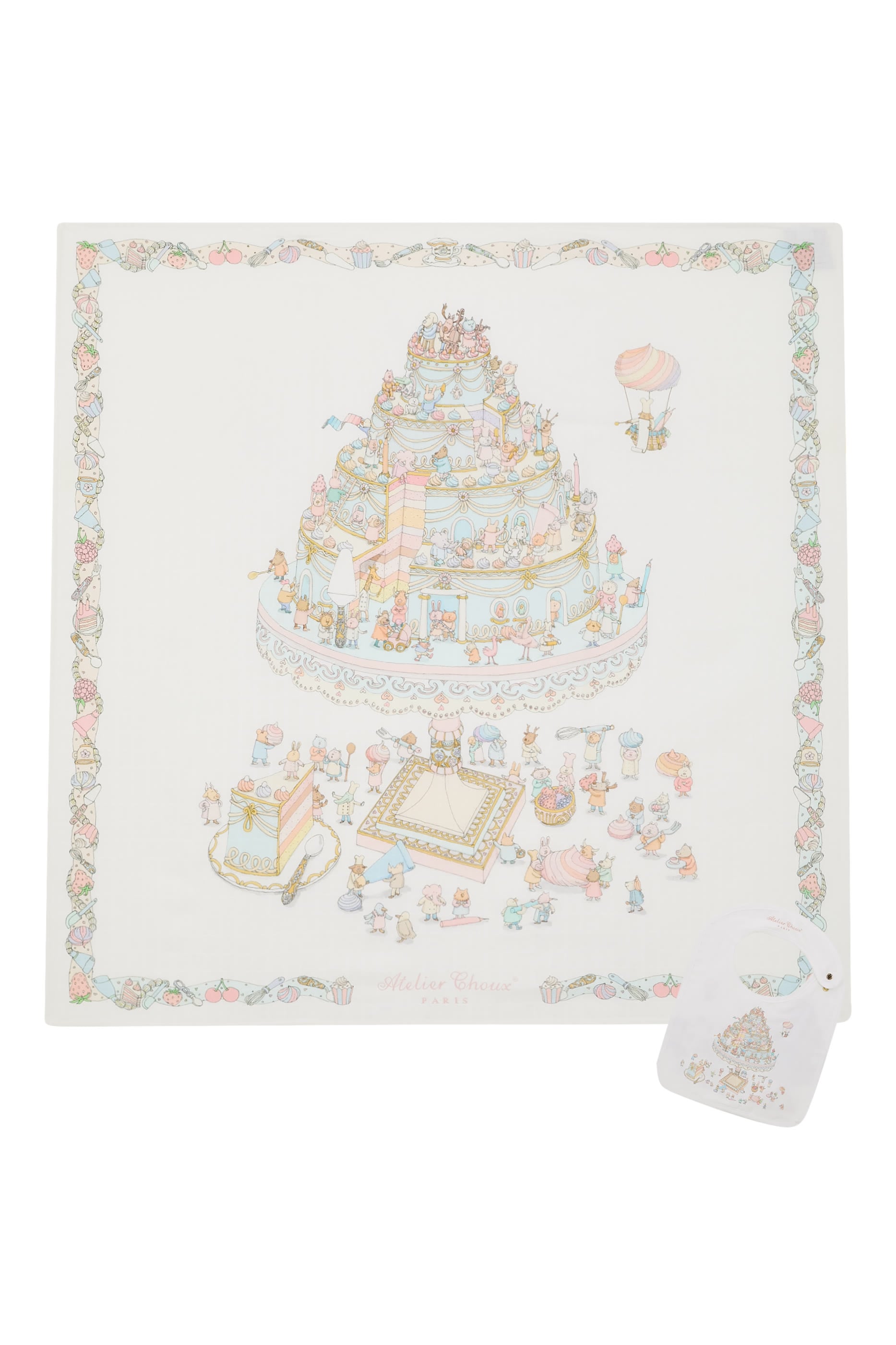 Kids Carré & Satin Bib Set - Le Gâteau 