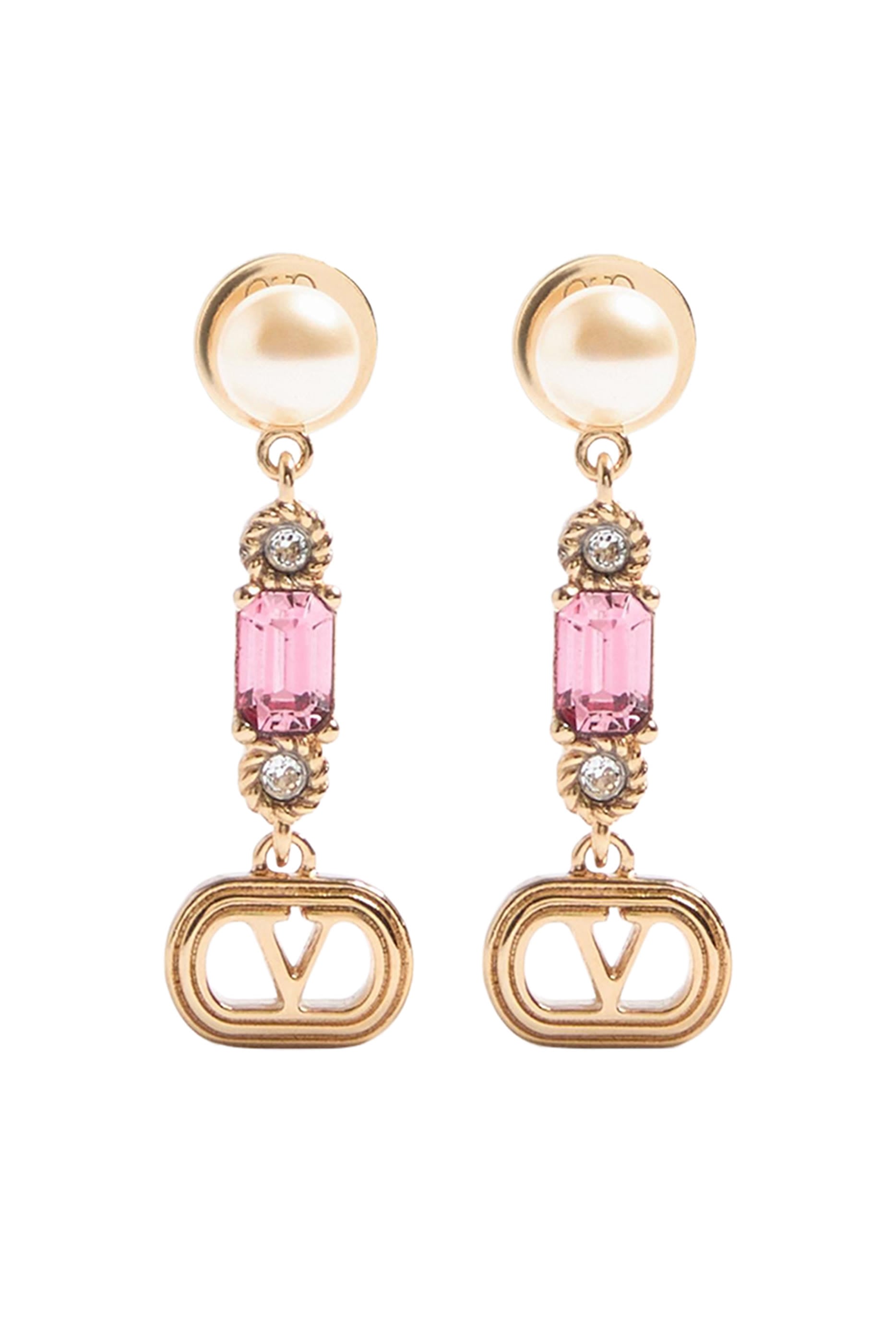 Ovalette Metal, Pearl and Swarovski® Crystals Earrings