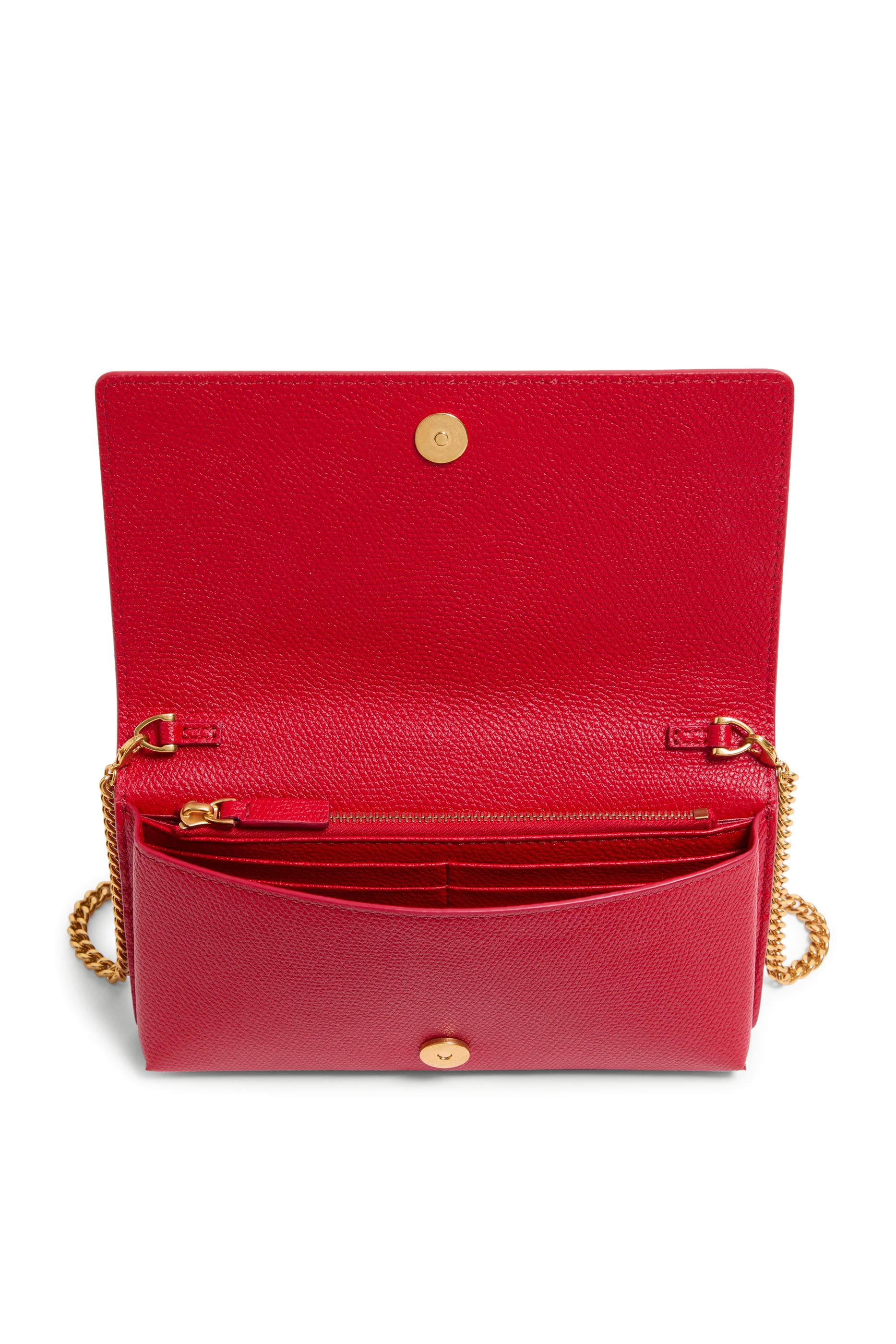 VLogo Signature Grainy Calfskin Wallet with Chain