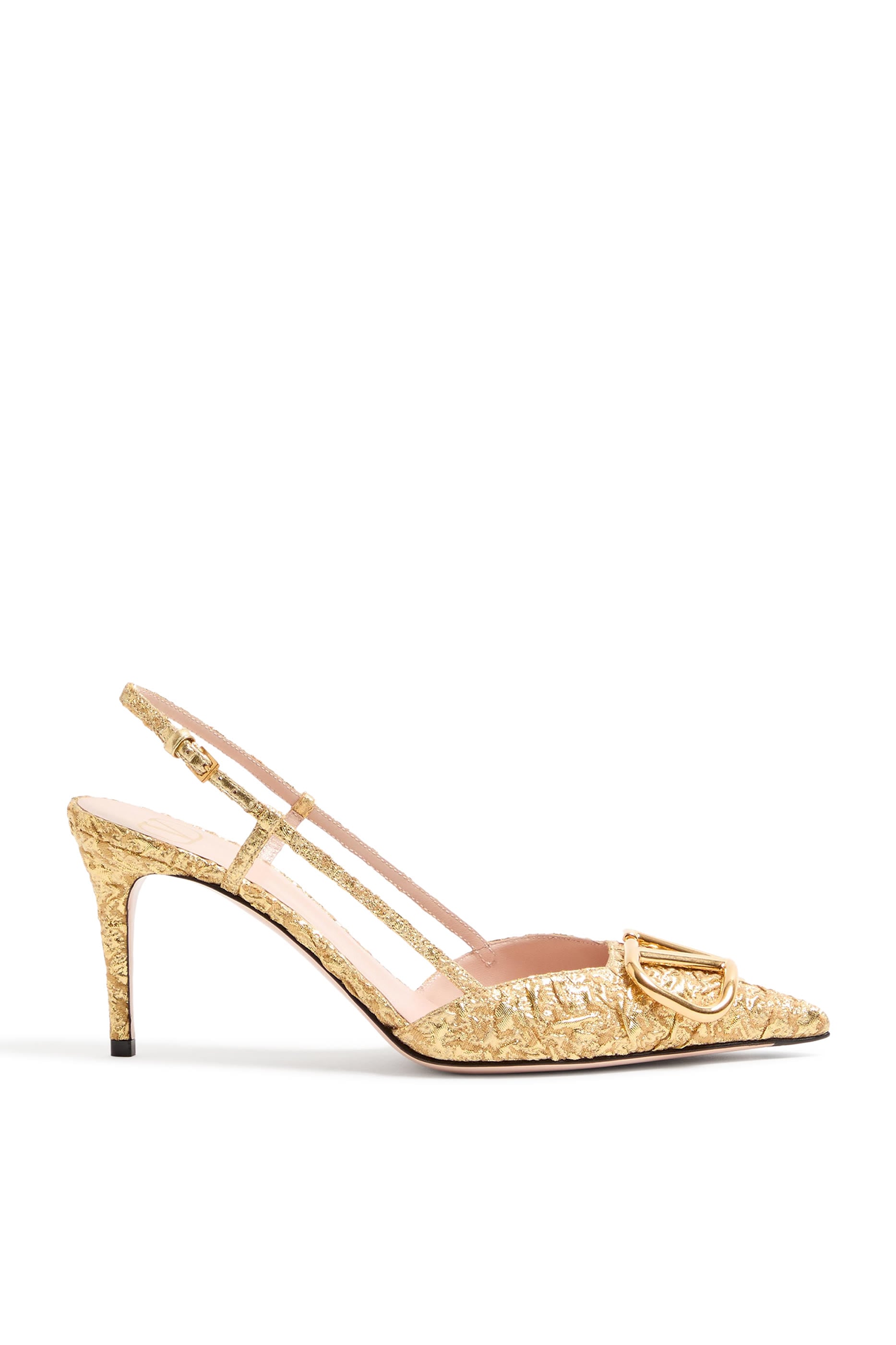 VLogo 80 Signature Slingback Pumps in Cloqué Jacquard Fabric