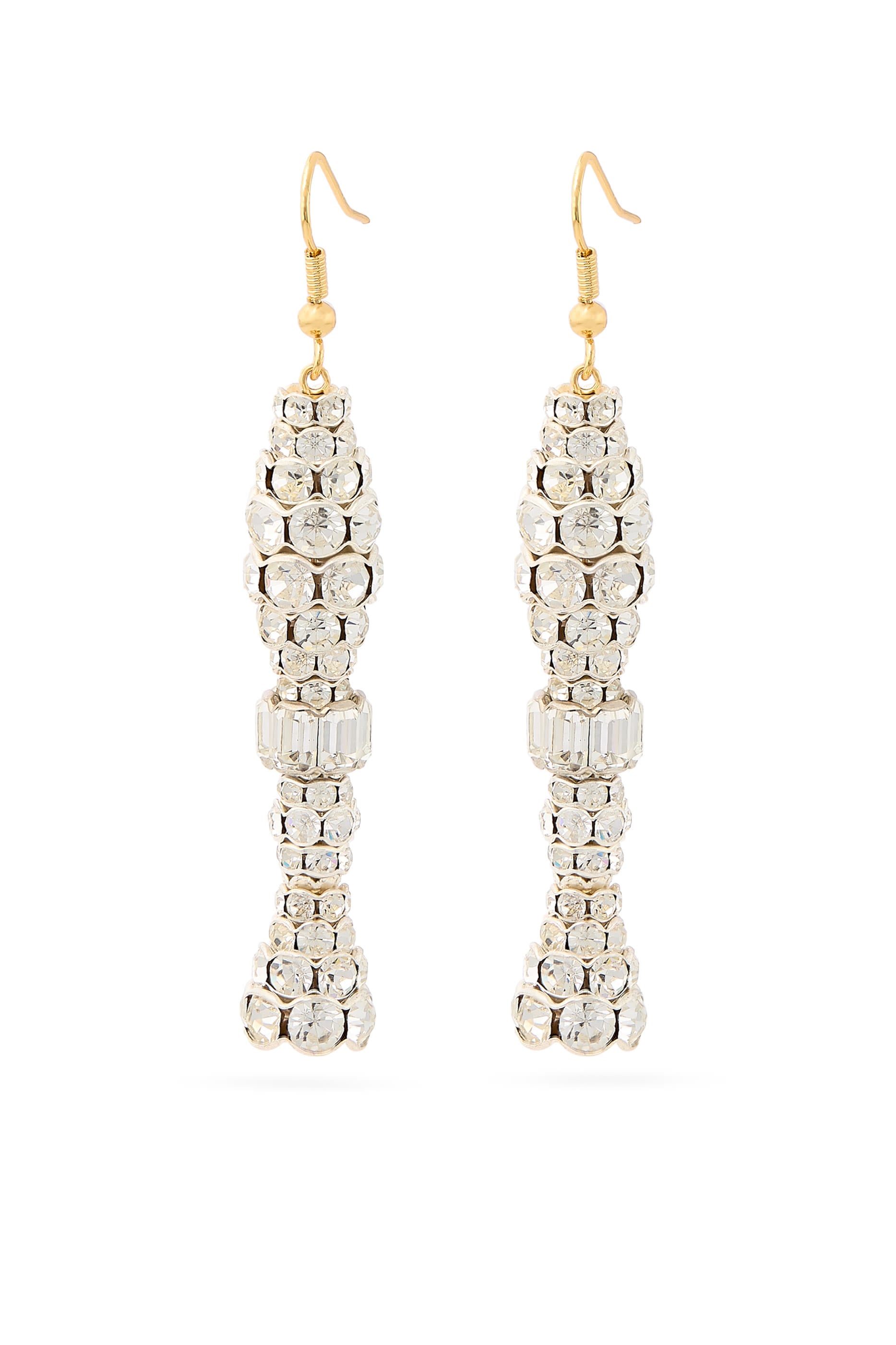 Dangle Earrings with Strass, 24K Yellow Gold & Strass