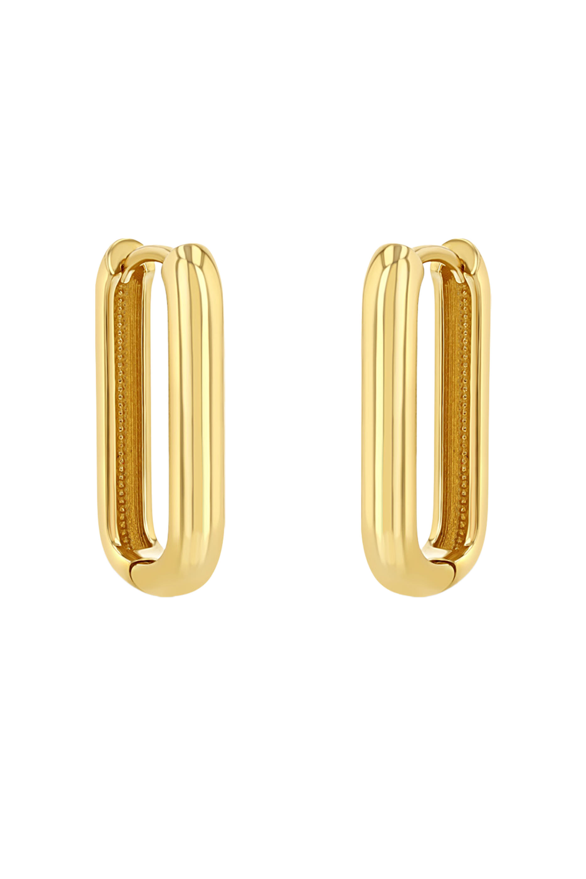 Thick Large Oval Hinge Hoops, 14K Yellow Gold