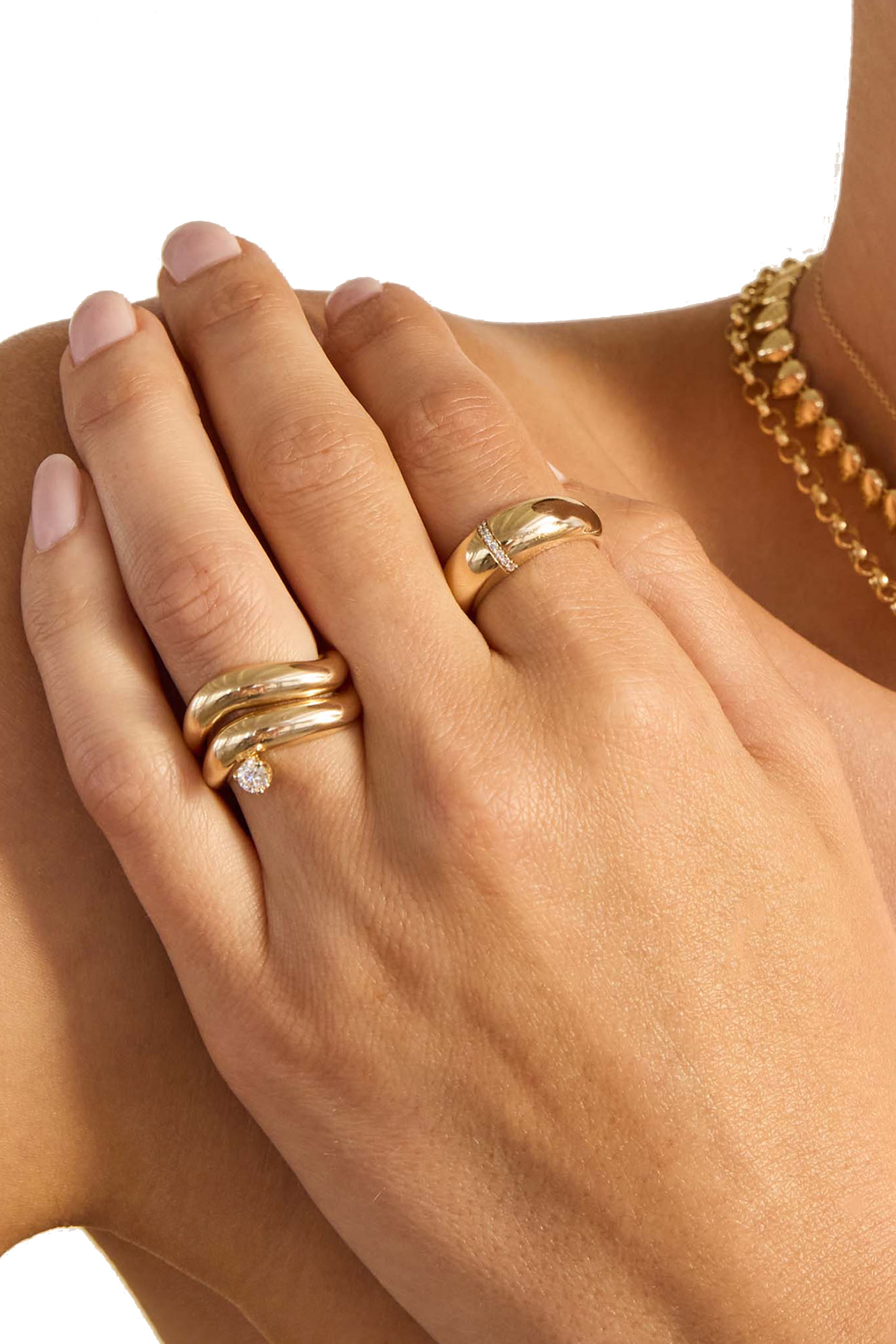 Prong Diamond Wave Ring, 14K Yellow Gold & Diamond