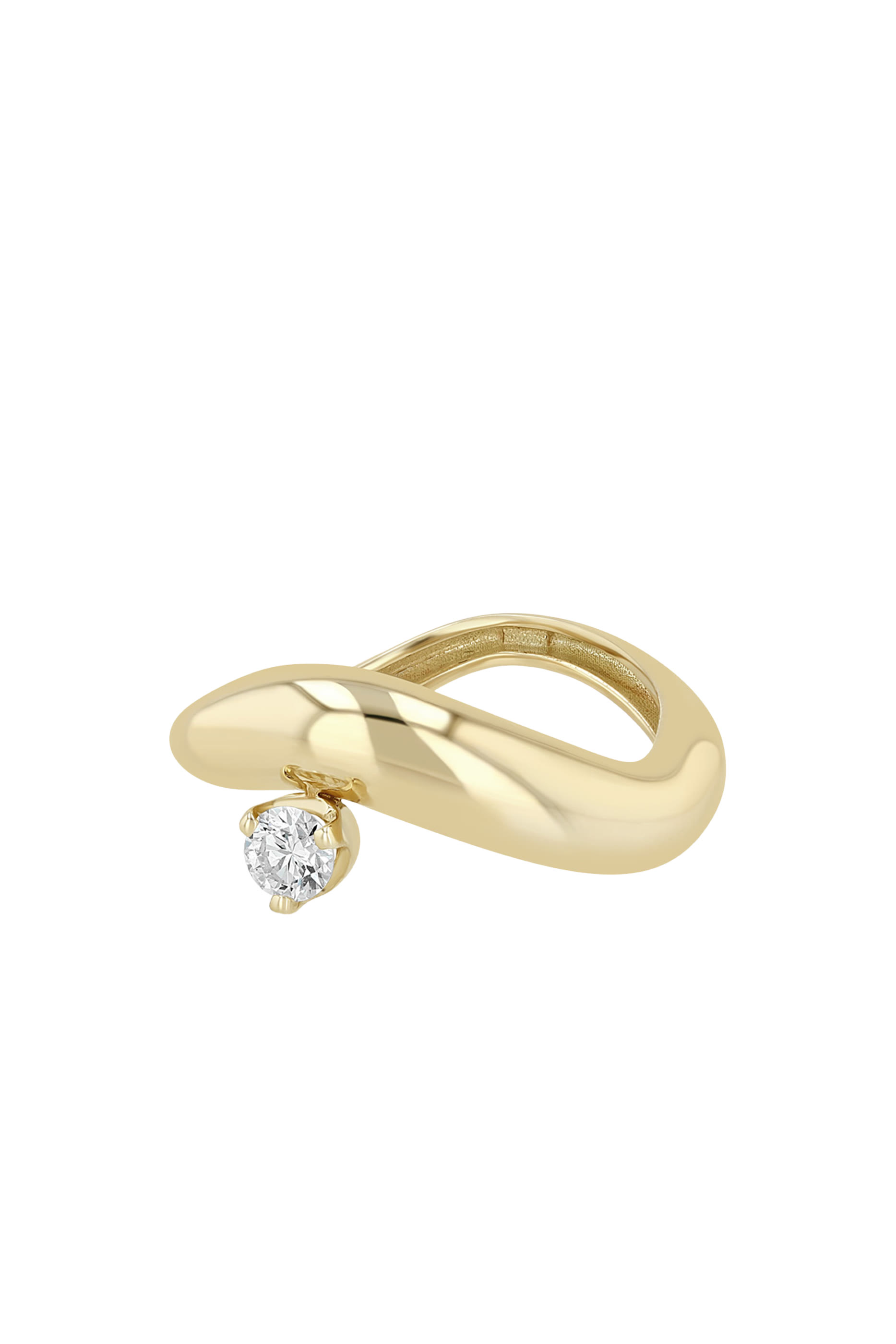 Prong Diamond Wave Ring, 14K Yellow Gold & Diamond