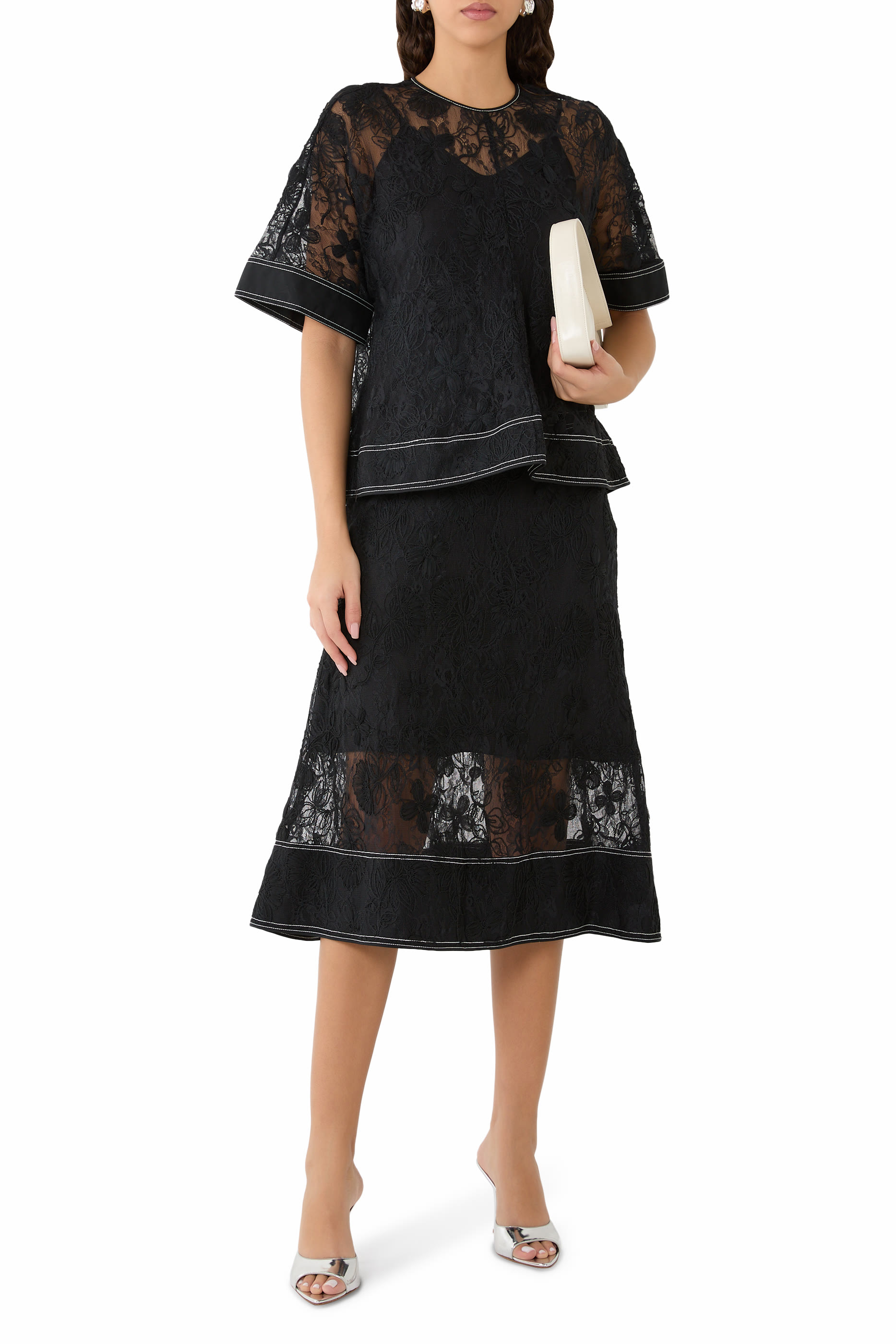 Dimensional Lace Flounce Top