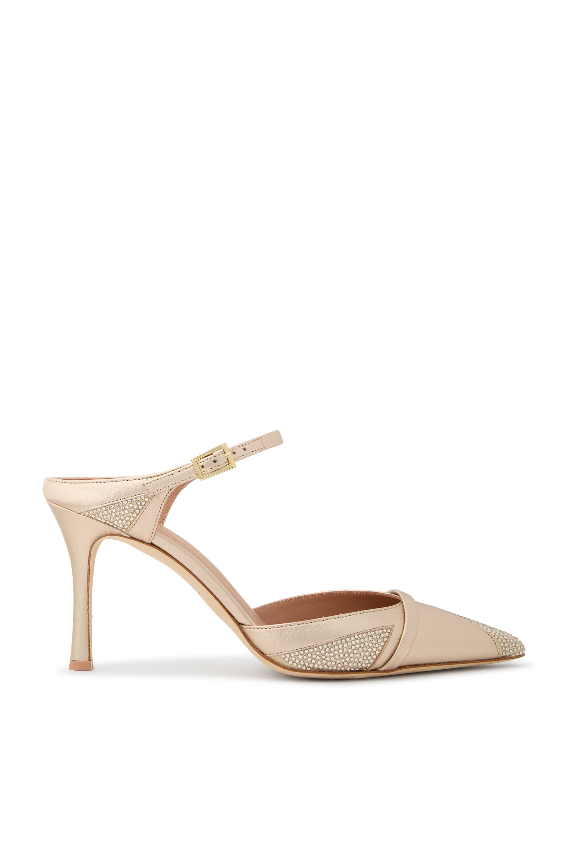  Uma 80 Champagne Embellished Leather Mules