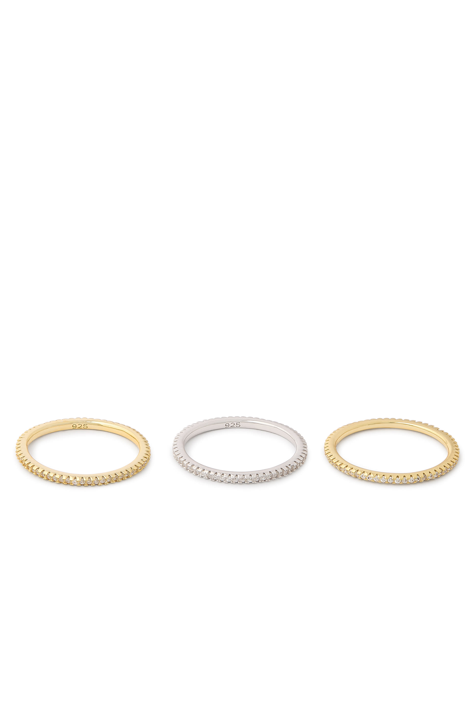 Eternity Band Ring Set, 14k Vermeil on Sterling Silver & Cubic Zirconia
