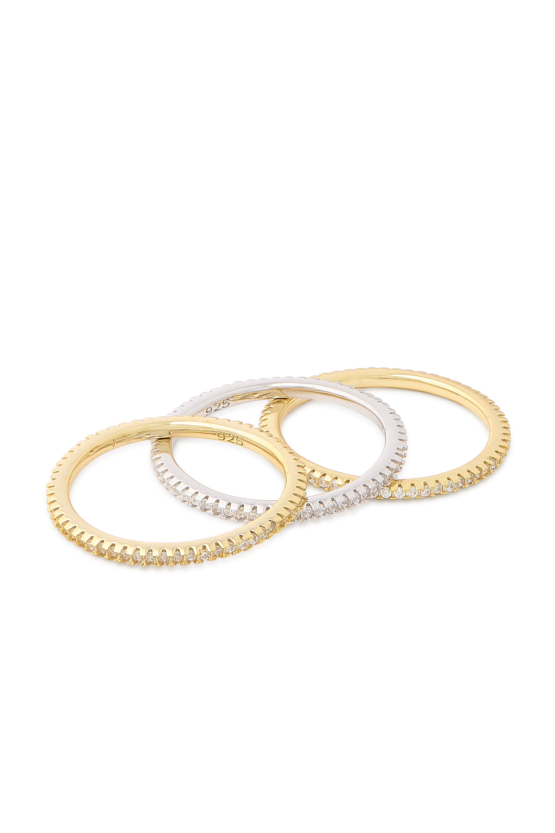 Eternity Band Ring Set, 14k Vermeil on Sterling Silver & Cubic Zirconia