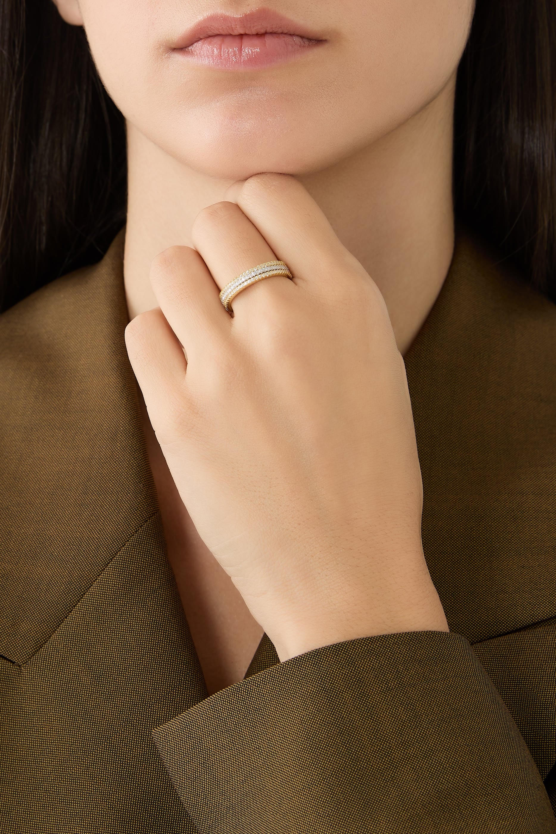 Eternity Band Ring Set,  14k Vermeil on Sterling Silver & Cubic Zirconia