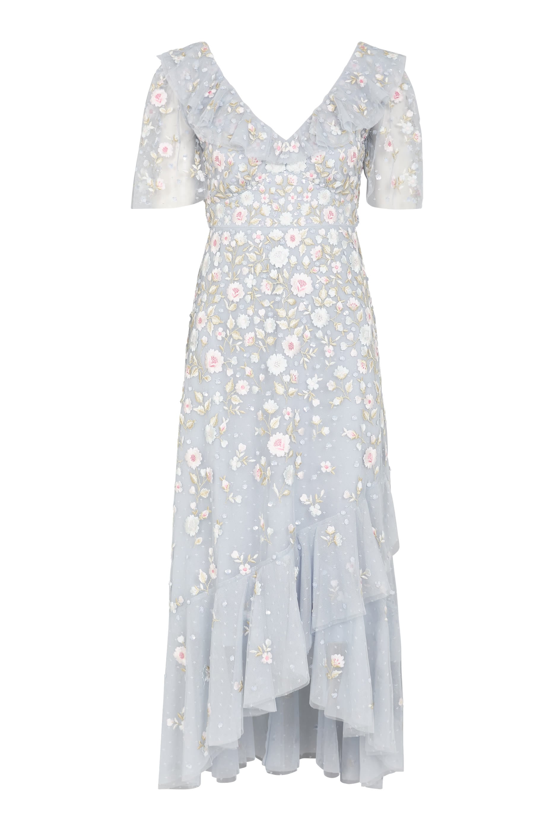 Ethereal Blooms Frill Ankle Gown 