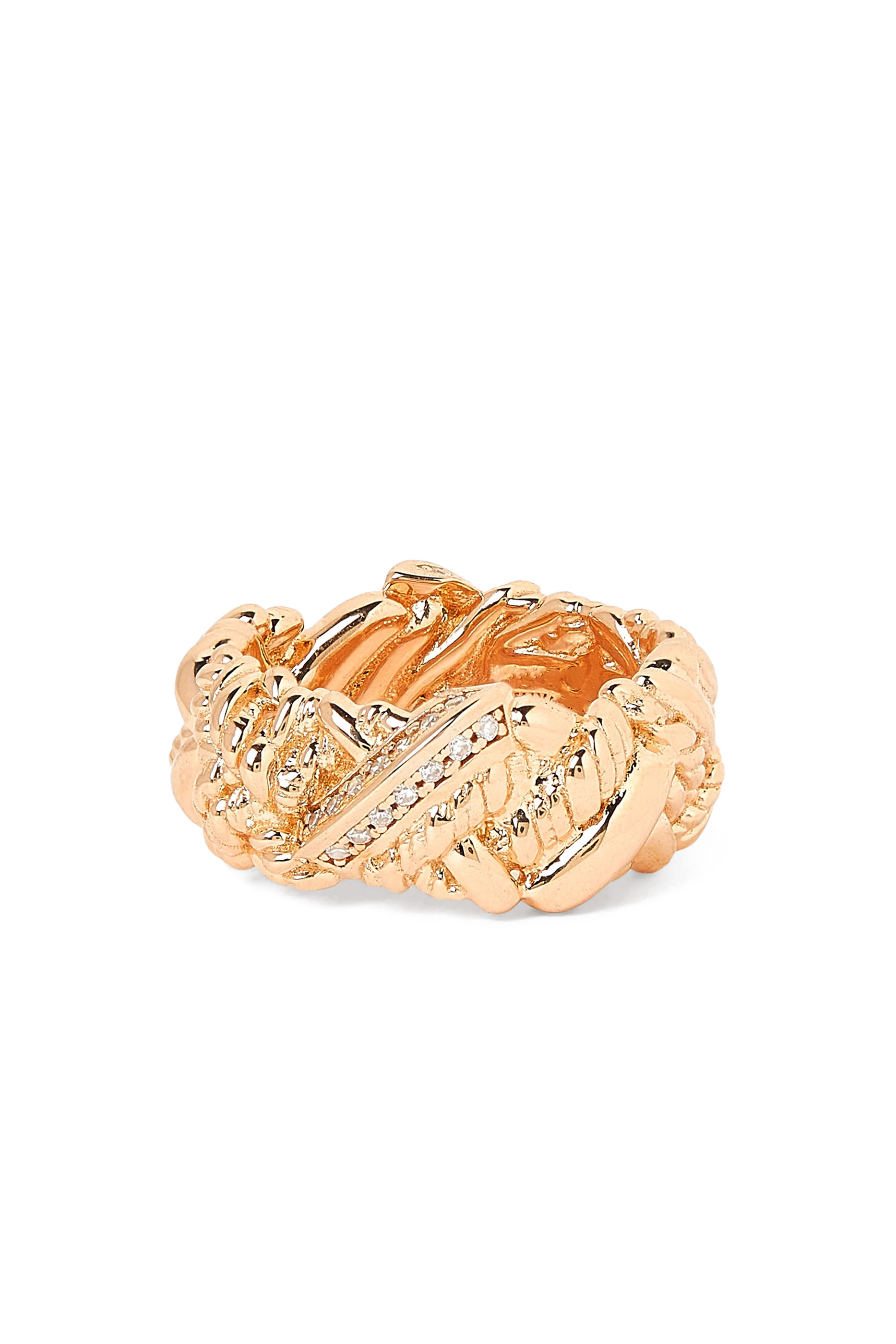 Intreccio Ring, 18k Gold-Finish Sterling Silver & Cubic Zirconia