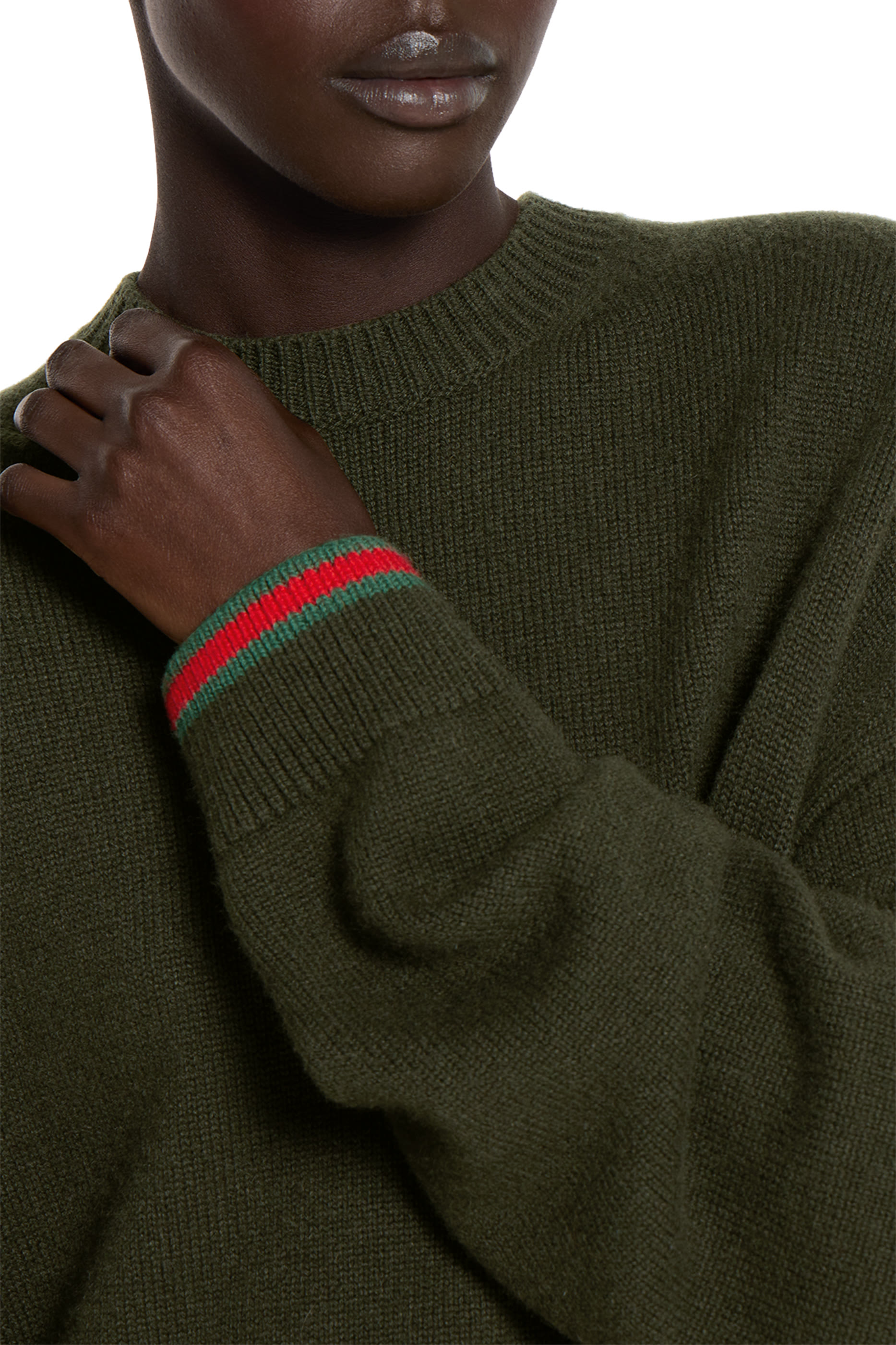 Wool Cashmere Sweater with Web Trim 