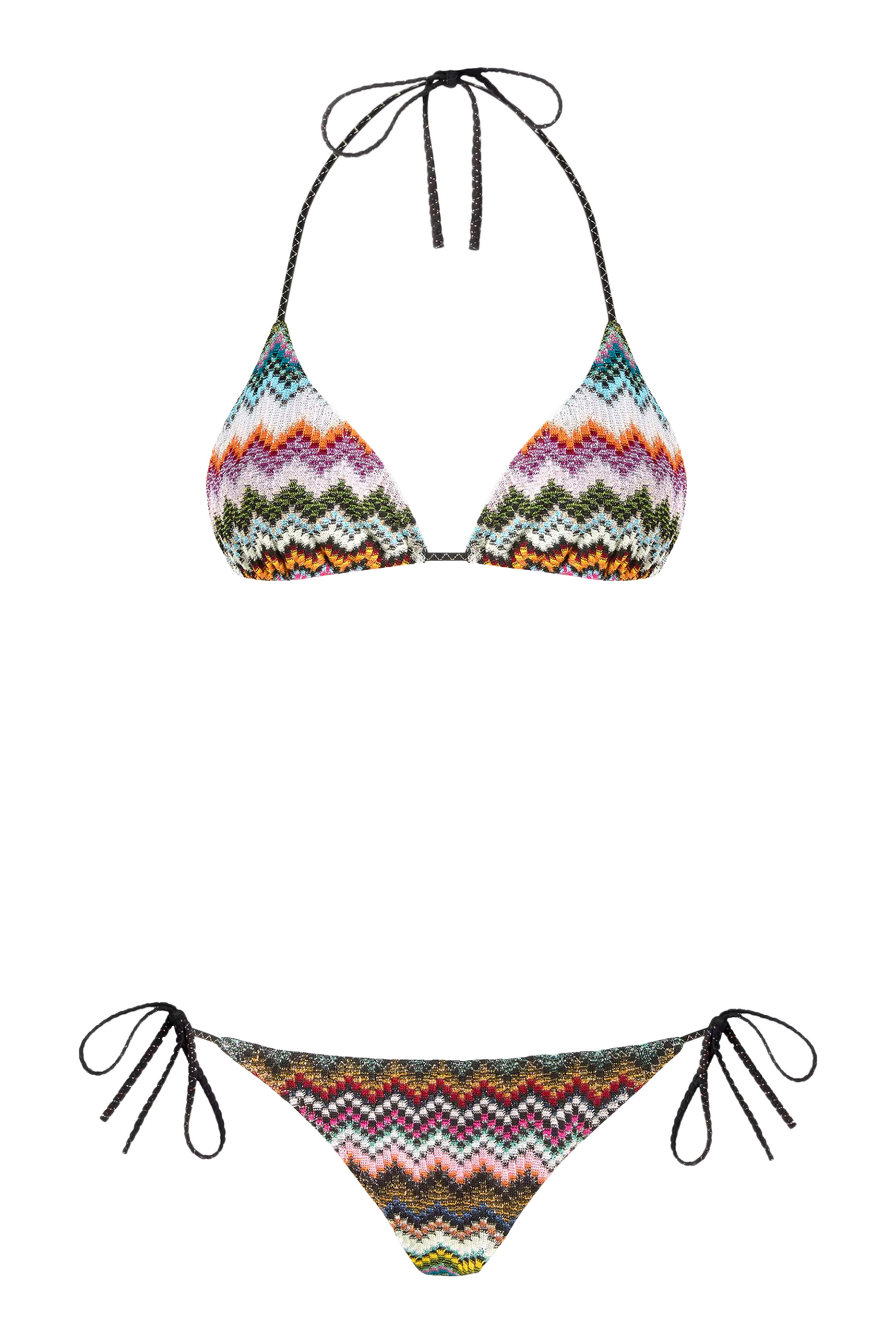 Pixel-Effect Zigzag Pattern Triangle Bikini Set
