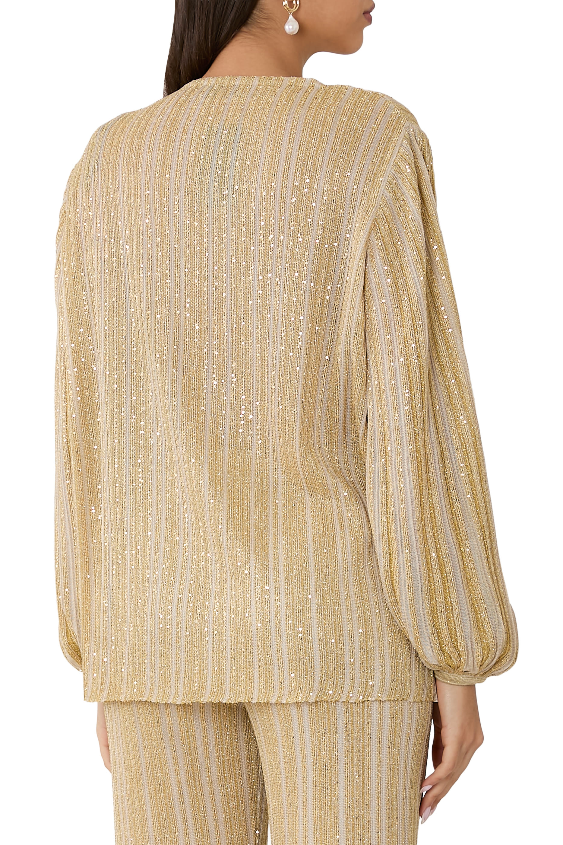 Cutout Lamé Blouse