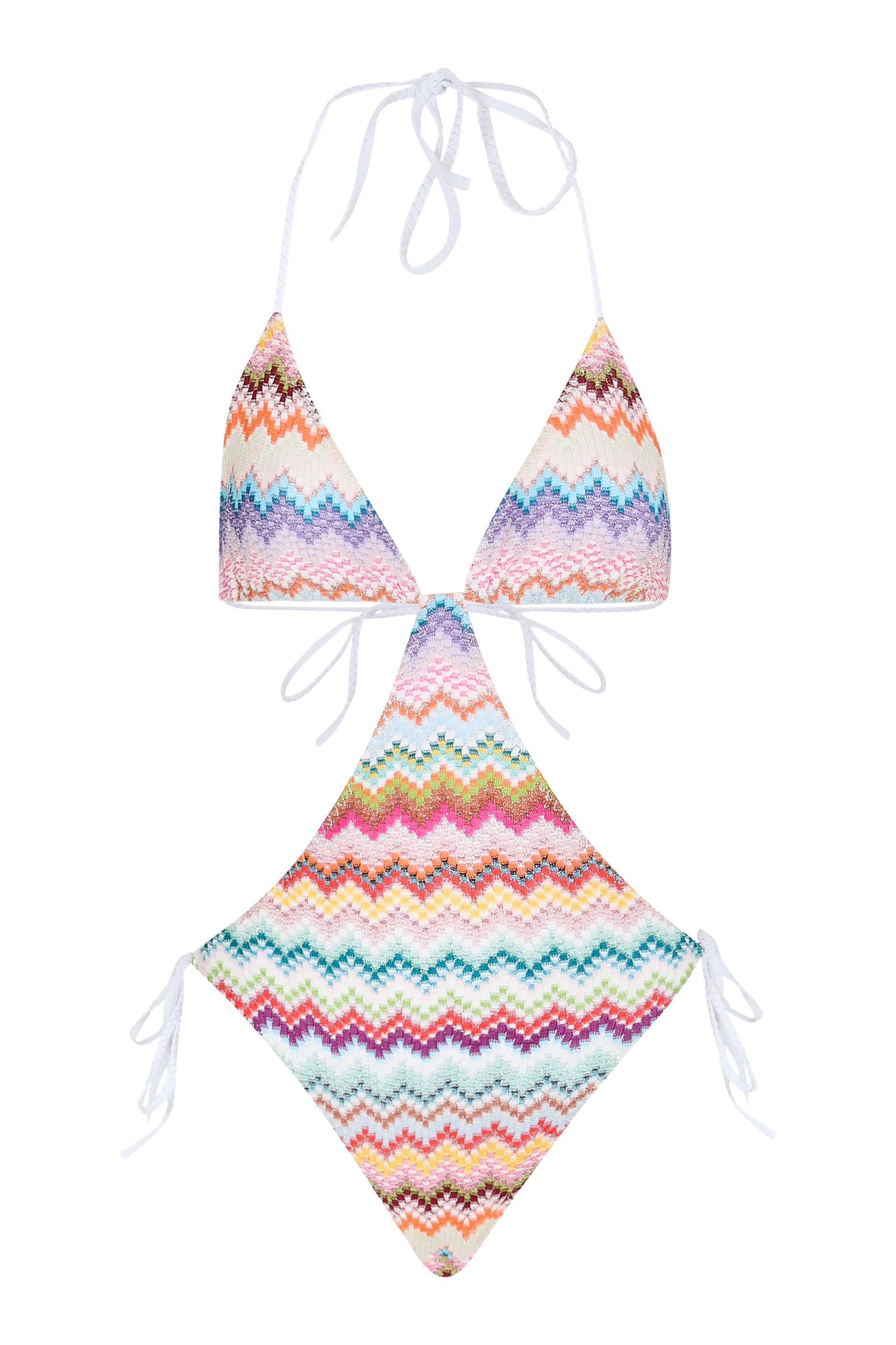 Lamé Viscose Trikini with Pixel-Effect Zigzag Pattern  