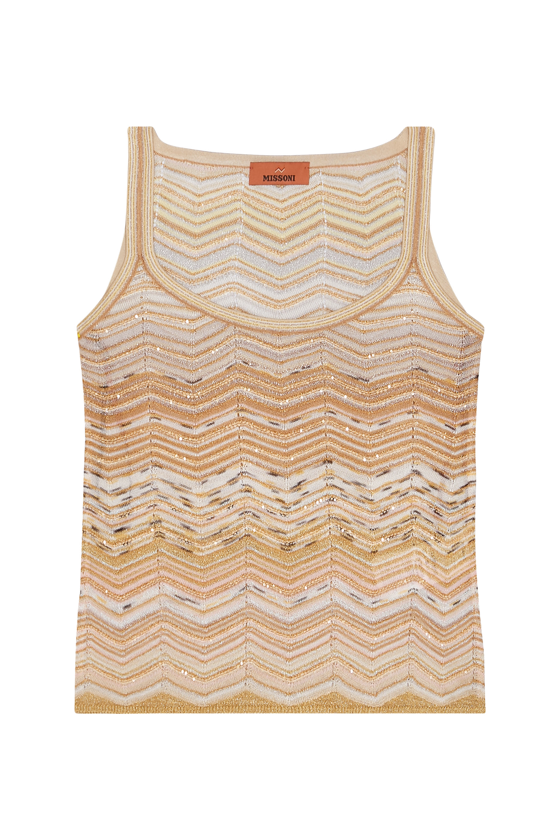 Chevron Lamé Viscose Sleeveless Crewneck Top 
