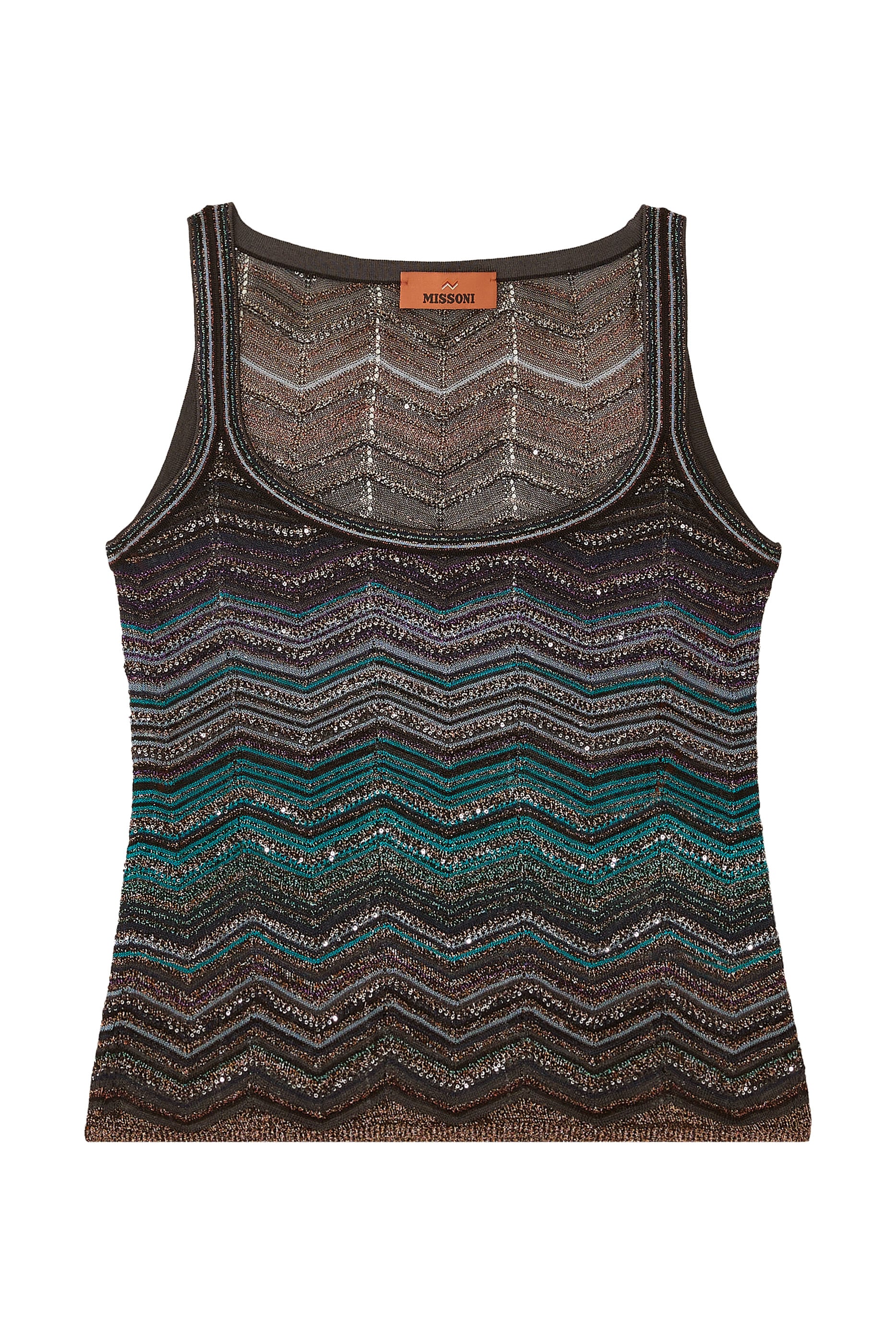 Chevron Lamé Viscose Sleeveless Crewneck Top 