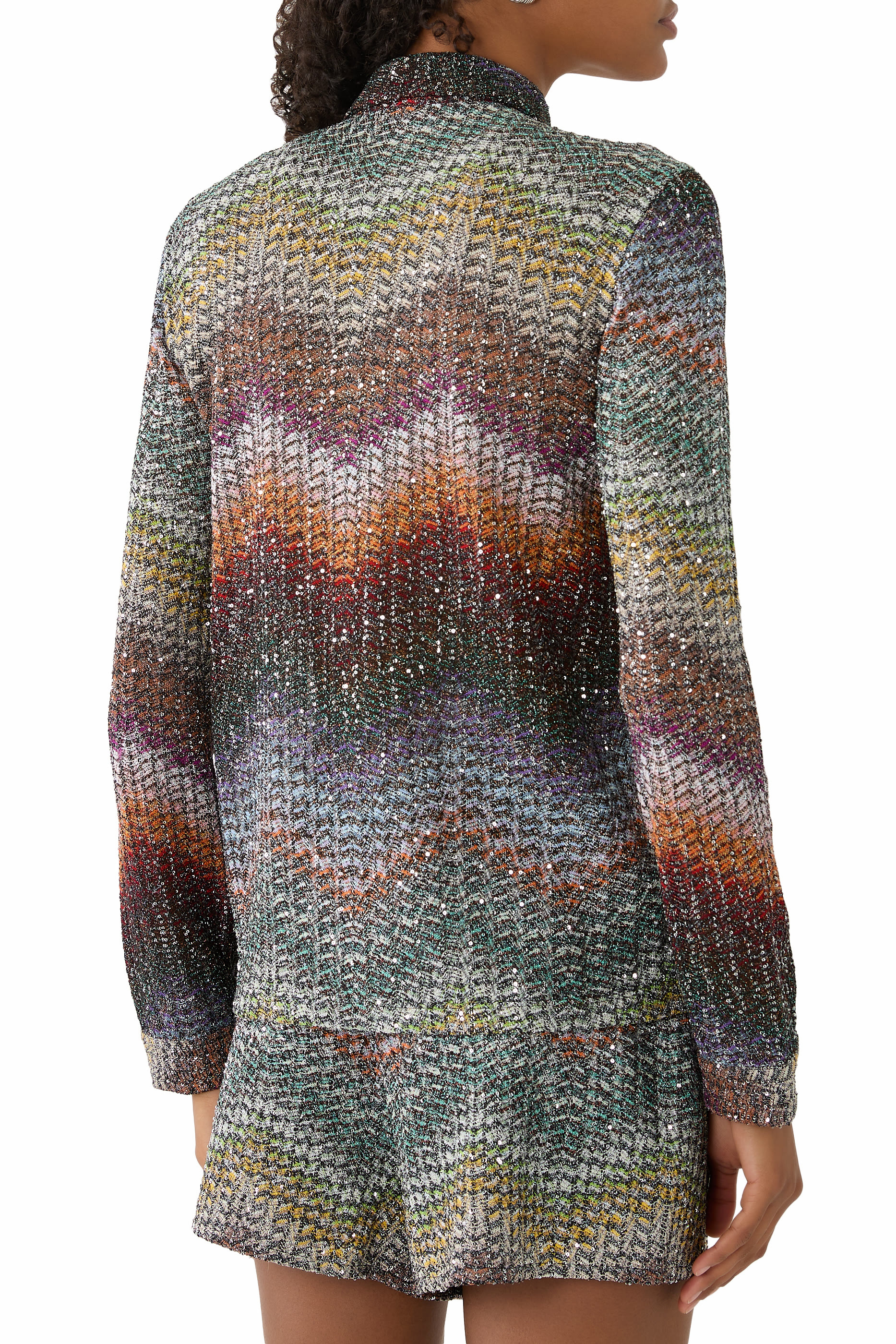Mixed Viscose Lamé Sequin Emebellished Shirt 