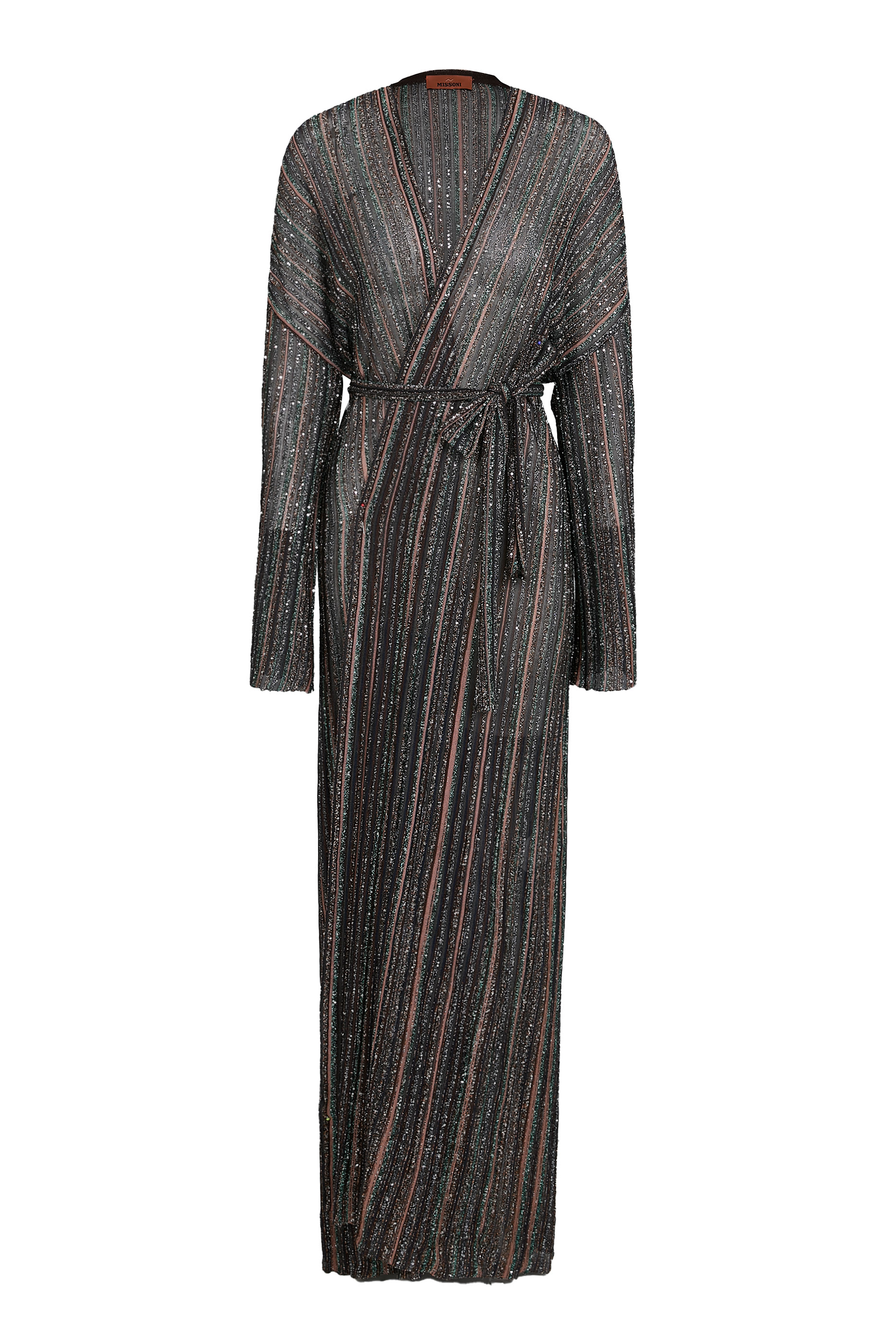  Ribbed Long Cardigan with Belt 