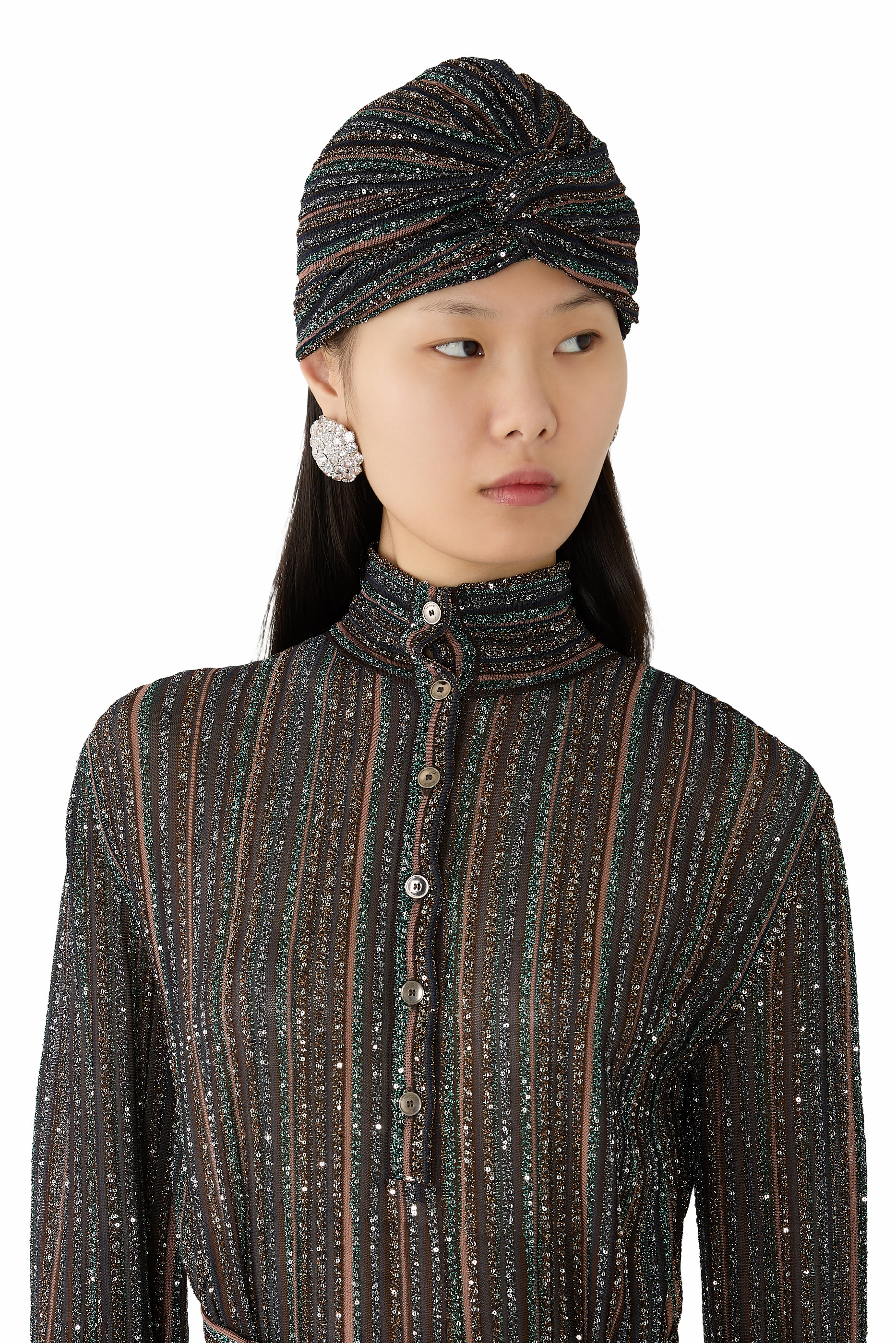 Sequined Ribbed Turban