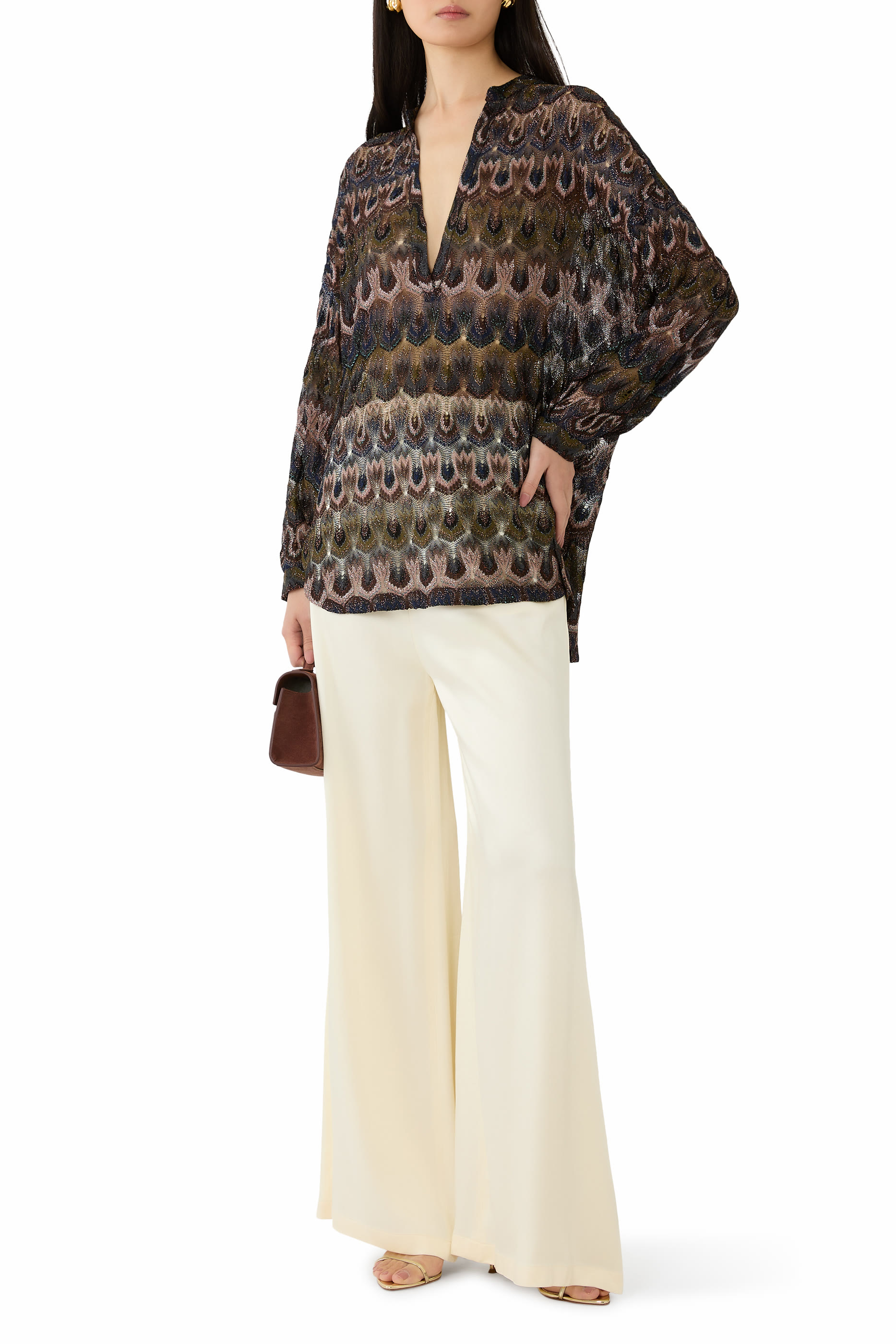  Viscose Lamé Blouse with Arabesque Motif