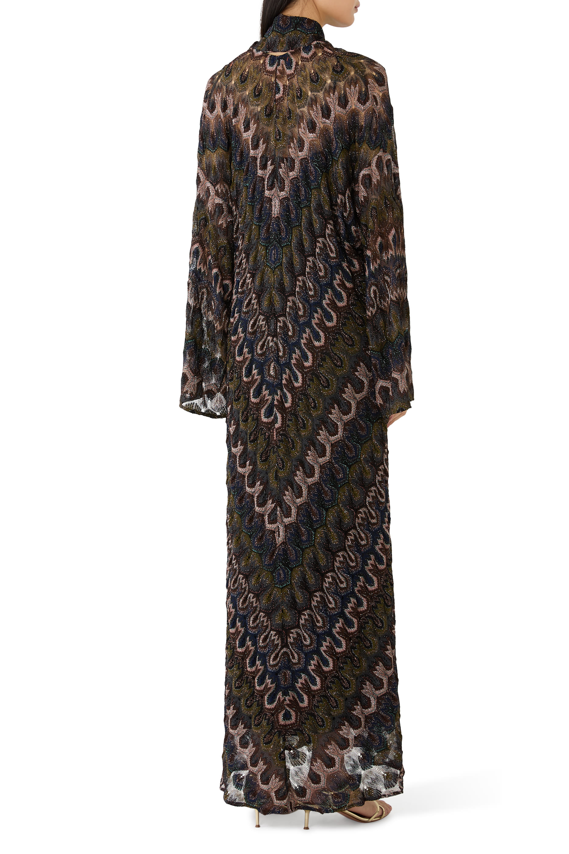  Long Lamé Viscose Dress with Removable Sash 