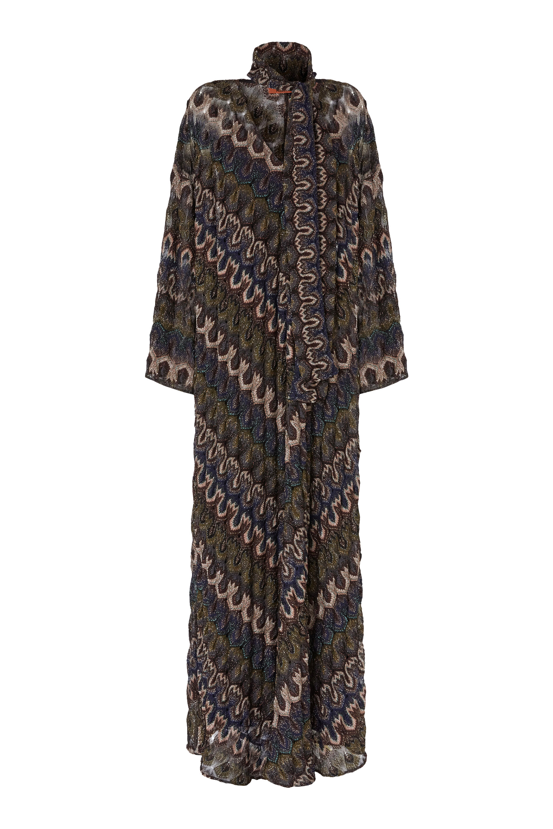  Long Lamé Viscose Dress with Removable Sash 