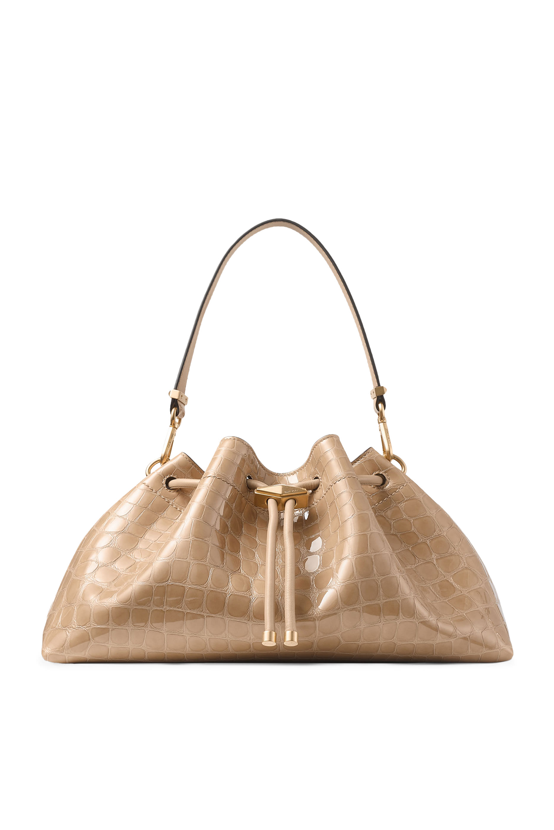Cinch Croc-Embossed Medium Leather Bag